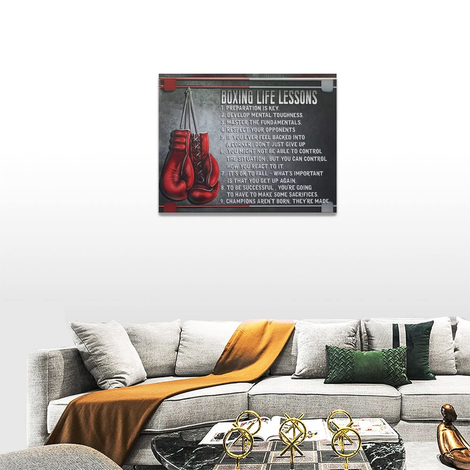 Boxing Wall Art Sports Boxing Lessons Pictures Wall Decor Motivational Quotes Boxing Gloves Canvas Painting Artwork Modern Home