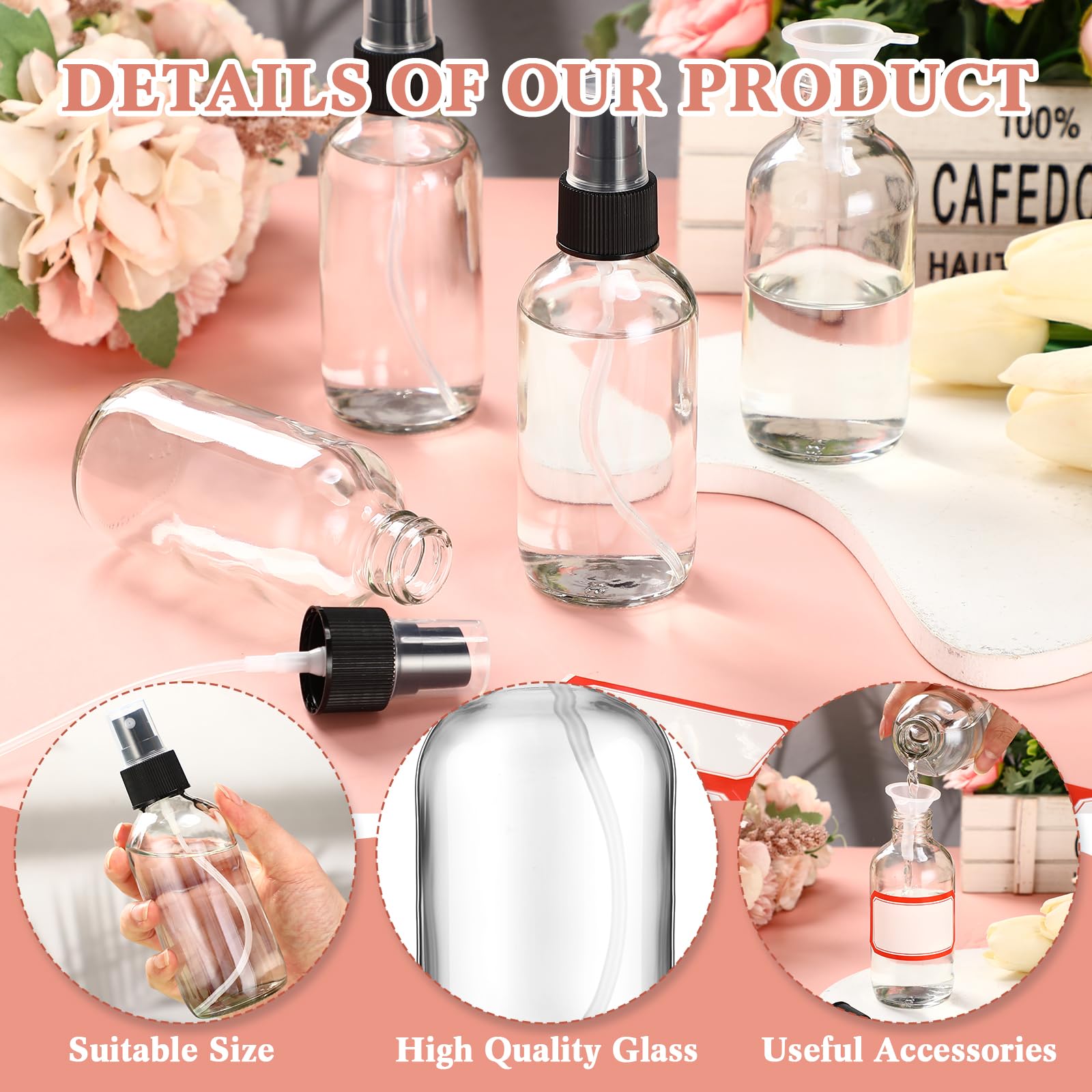 Fumete 2 Pack Glass Bottles 4Oz Empty Bottle Refillable Liquid Containers With 1 Label 1 Funnel For Essential Oils Hair Travel P