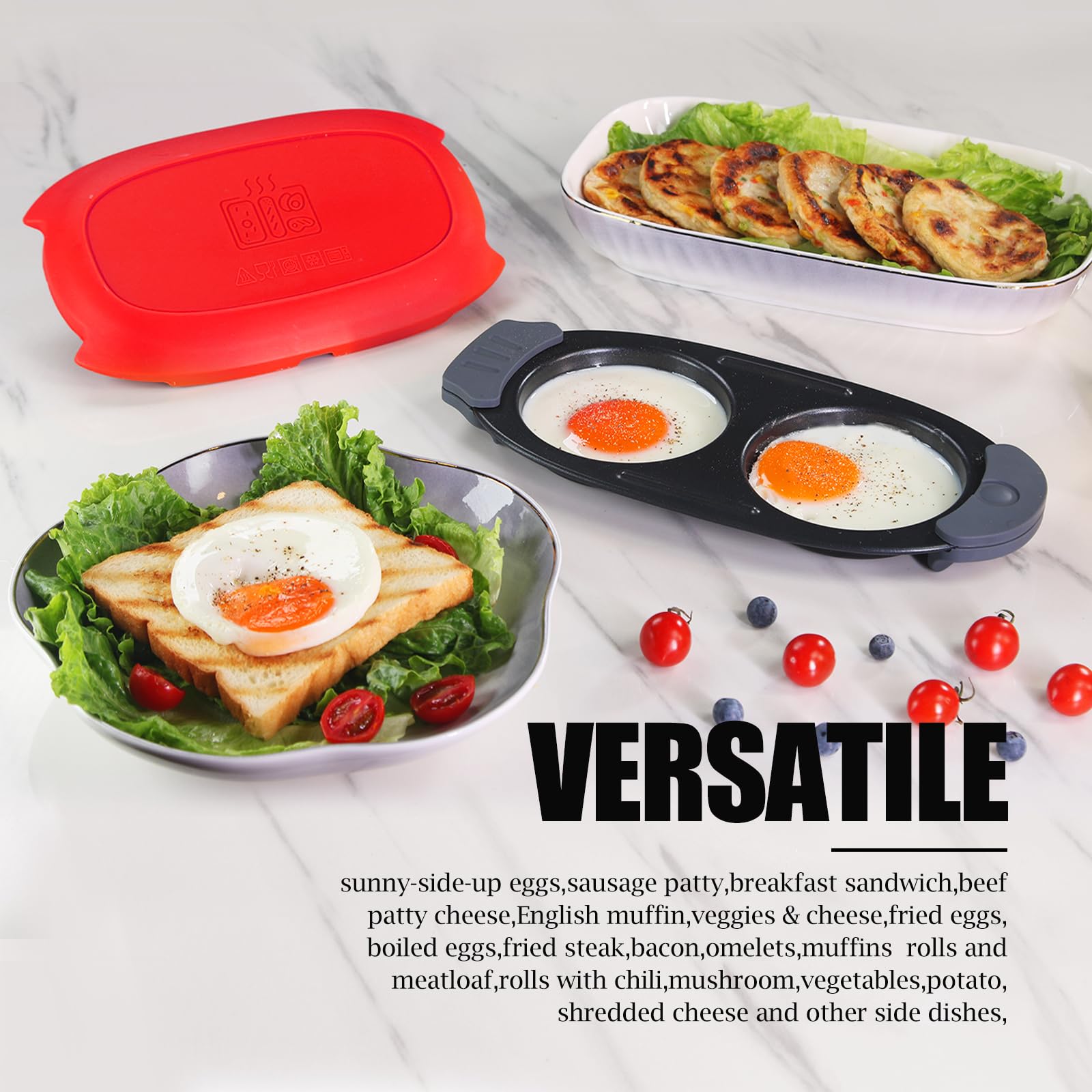 MKYSAIL Quick-Heat Microwave Egg Cooker|Poacher|fryer,Multi-use microwave egg maker for Breakfast Sandwiches,Dishwasher-Safe,Sav