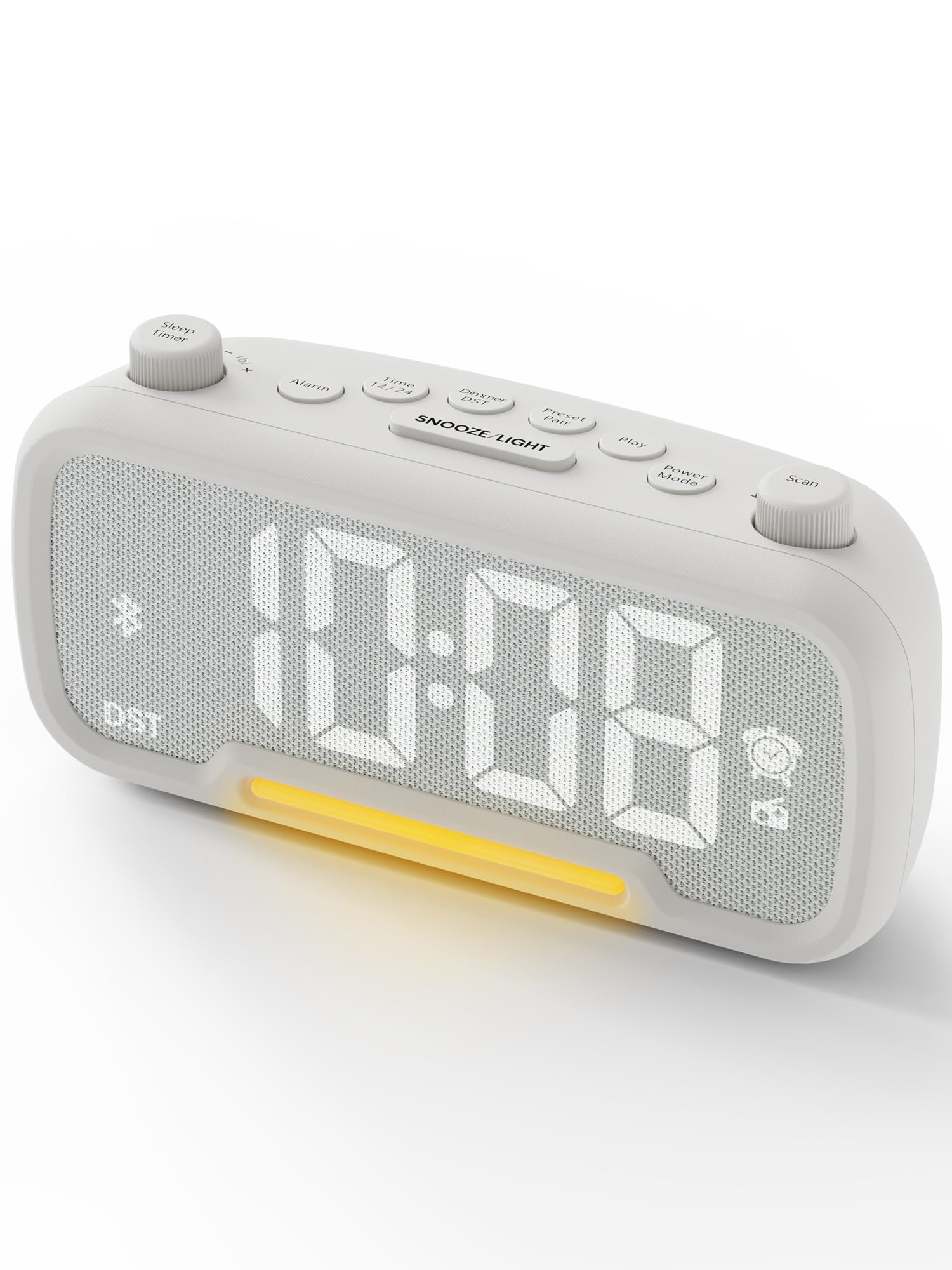 ROCAM Clock Radio, FM Radio Alarm Clock for Bedroom Modern Design, Auto Scan 20 Presets Auto-Off Sleep Timer, Bluetooth Speaker,