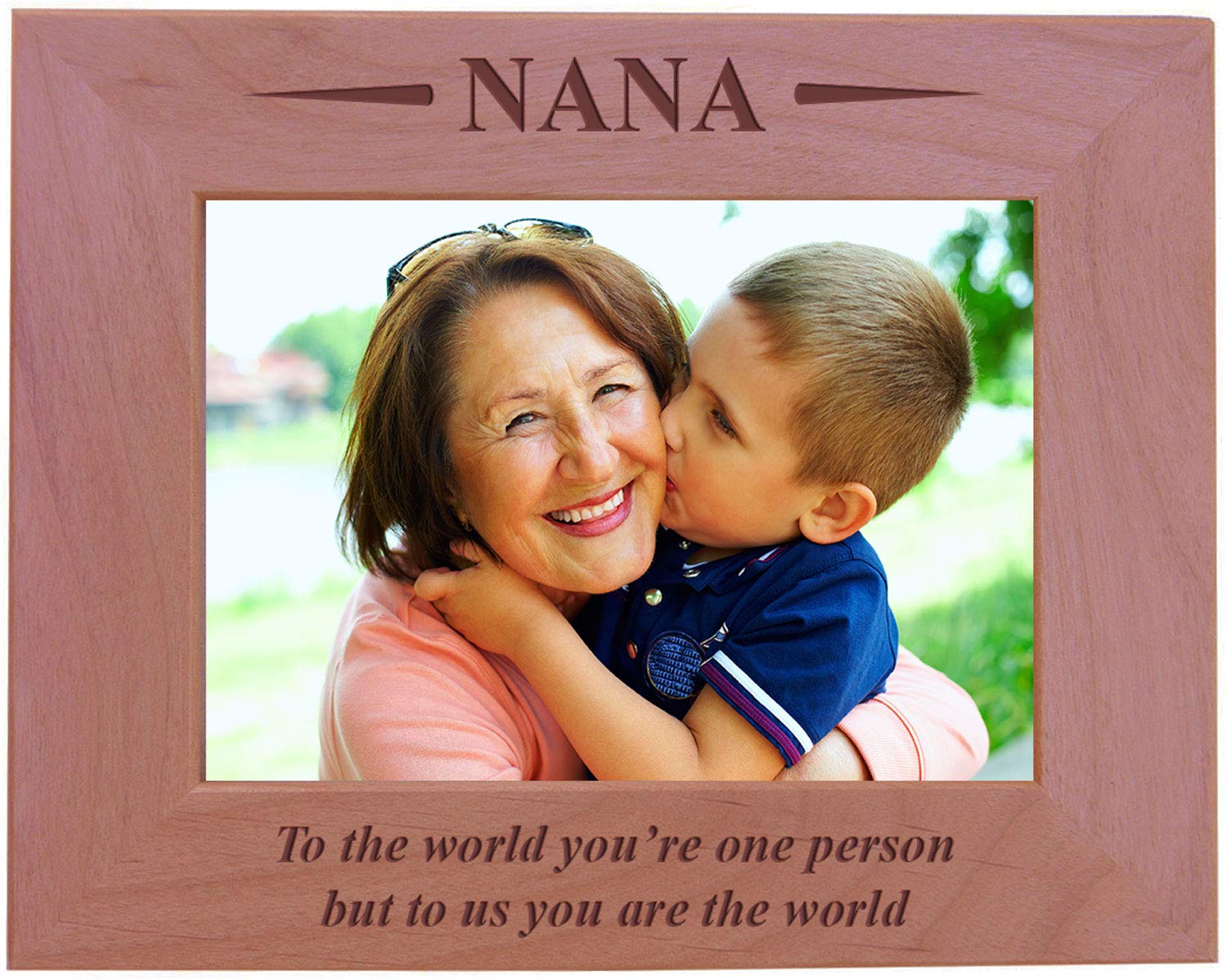 CustomGiftsNow Nana - to The world youre one person but to us You are The world - Engraved Wood Picture Frame (5x7 Horizontal)