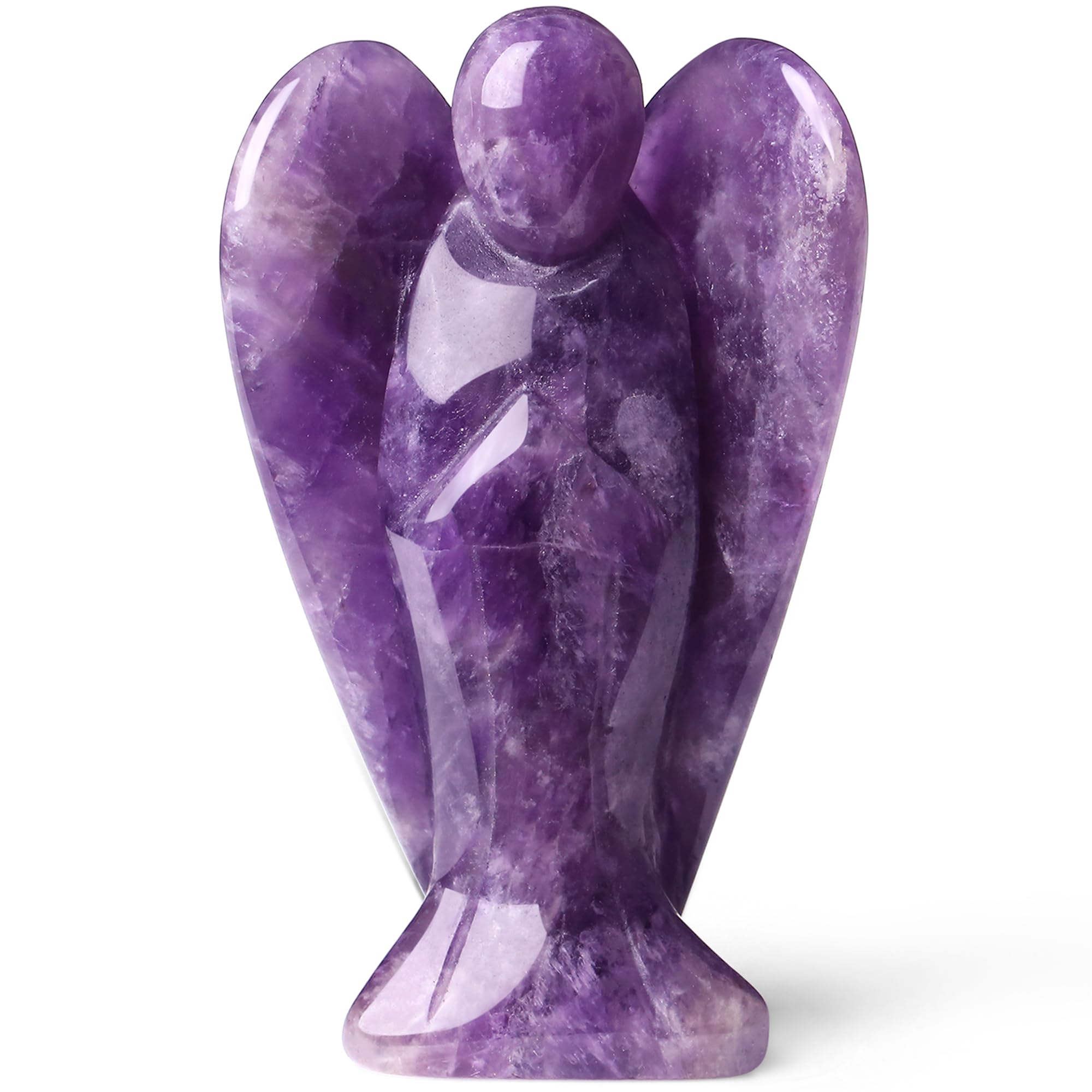 YATOJUZI 3 Amethyst Angel Decor Big Hand-Carved Angels Guardian Sculpture Statue Figurines Natural Crystal Stones and Healing Cr