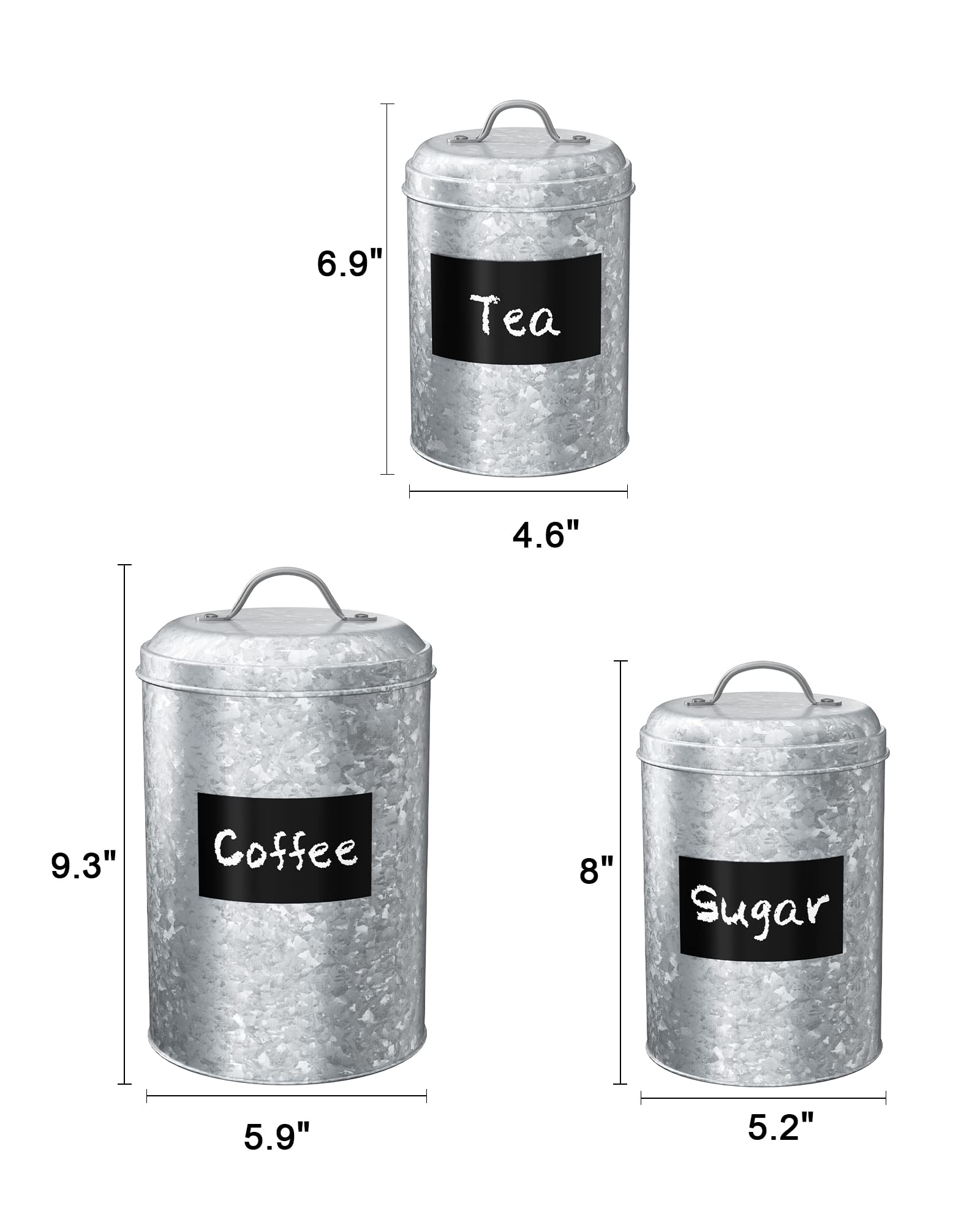 Lf Likefair Farmhouse Kitchen Canisters Set Of 3,Food Storage Containers For Home Kitchen, Tea, Herbs, Sugar, Salt, Coffee, Flou