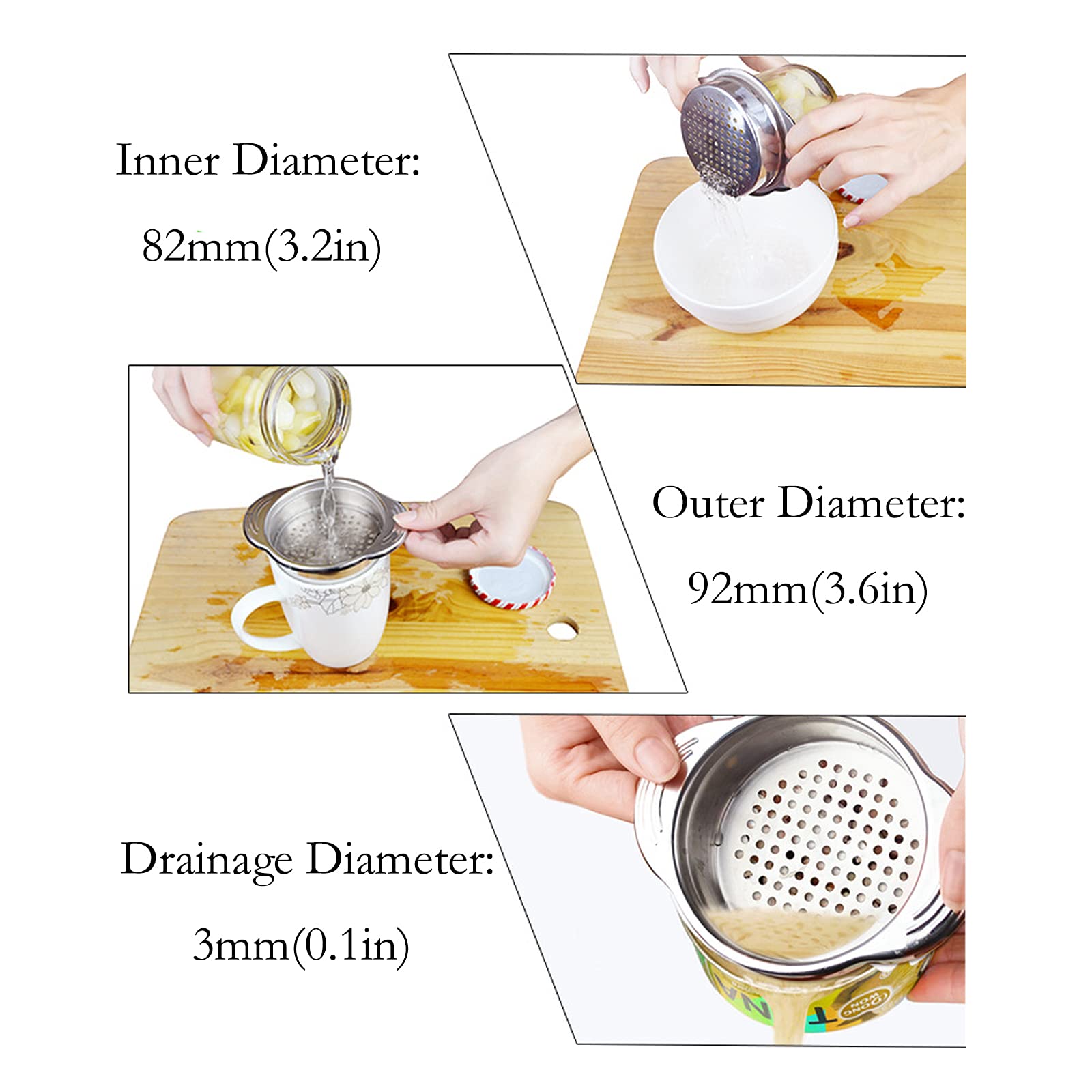 Antrader 4.5- Inch Stainless Steel Strainer, Kitchen Colander For Straining, Draining & Rinsing