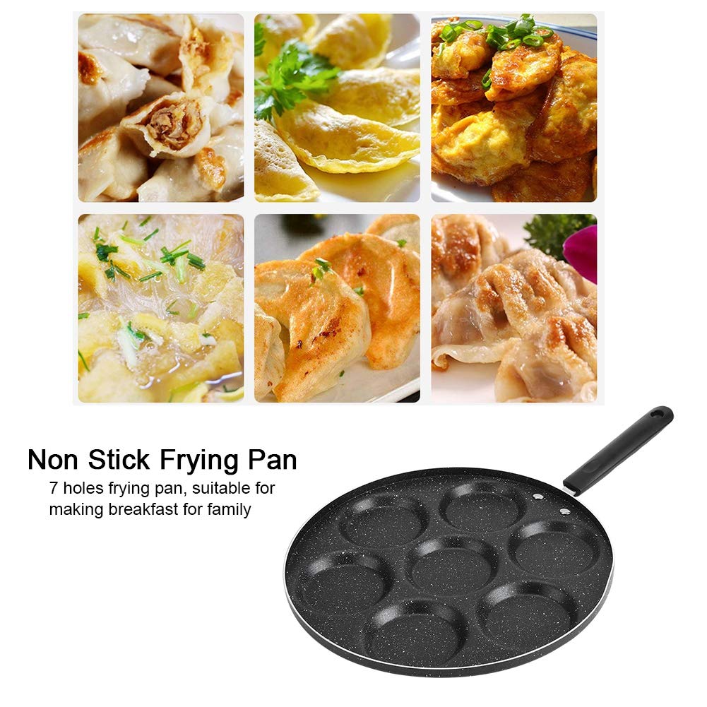 Egg Frying Pan 7 Cup Mold, Non-Stick Iron Egg Cooker Rings, Omelet Burger Pancake Pan, Gas Stove And Induction Hob Compatible Fo