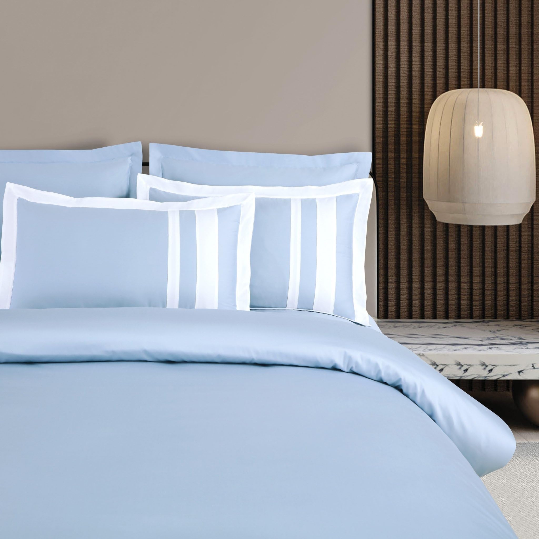 Malako Luxe Oslo 100% Cotton King Size Bedsheet with 4 Pillow Covers (Pigeon Blue)