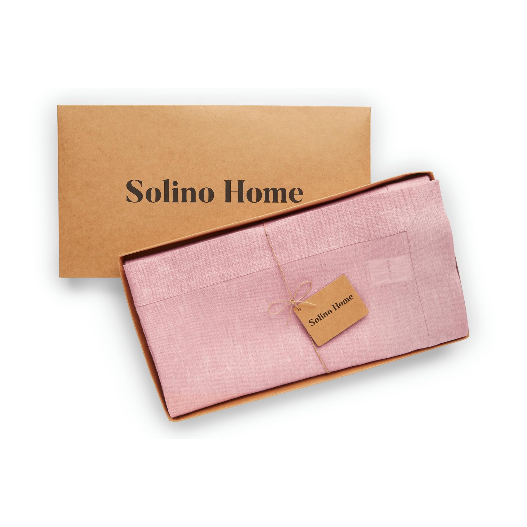 Solino Home Linen Tablecloth 120'' L X 60'' W Inch - 100% Pure Linen Bubblegum Pink Table Cloth For Rectangle Tables - Athena, M