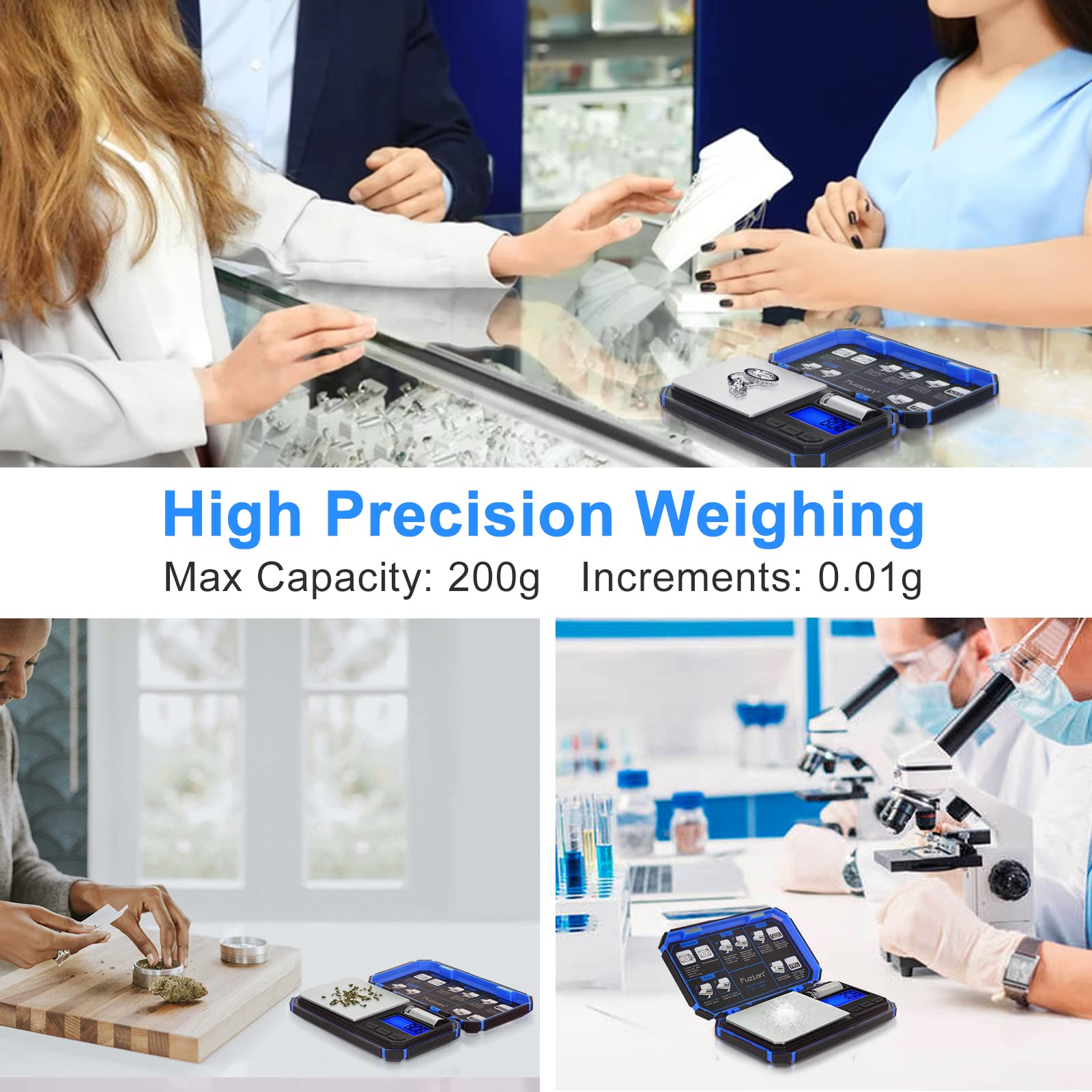 Fuzion Tu-X Digital Pocket Scale, 200G/0.01G Gram Scale With 6 Units For Personal Hobbies, Small Scale For Food Ounces And Grams