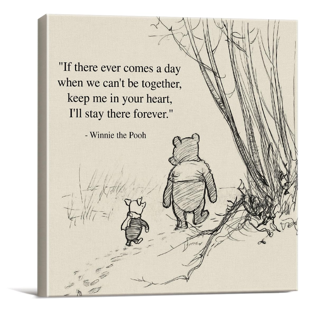 Classic Winnie The Pooh Quote Wall Art Decor Retro If There Ever Comes A Day Sayings Canvas Painting Pictures Framed Print Sign