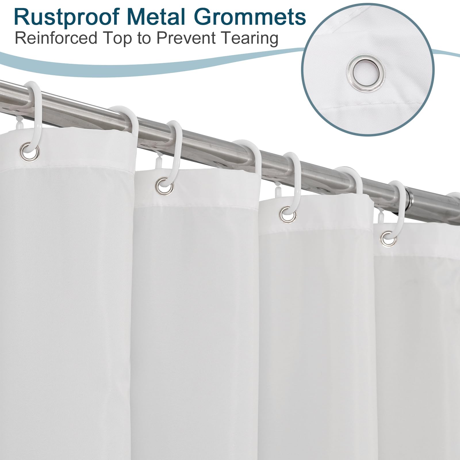 AooHome Fabric Shower Curtain  36 Width x 72 Height Inch Stall Size Bathroom Curtain for Hotel  Waterproof  White