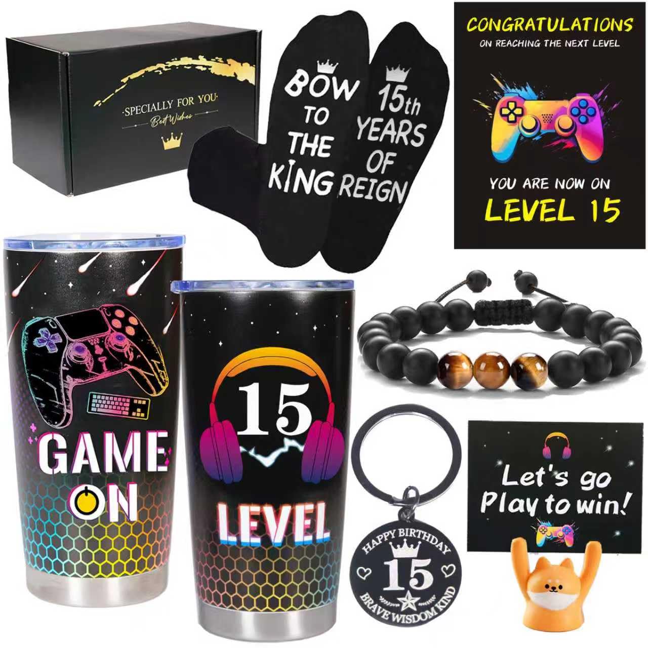 Carselage 15 Year Old Boy Gifts, 15th Birthday Gifts Decorations for Son, Gamer Gifts for Teenage Boy, Christmas Gift for Kids, 