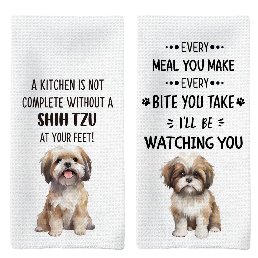 Tzhim Shih Tzu Dog Gifts Kitchen Towels Set of 2, Shih Tzu Gifts for Women, Shih Tzu Dog Dishcloths Tea Towels Dish Towels for K
