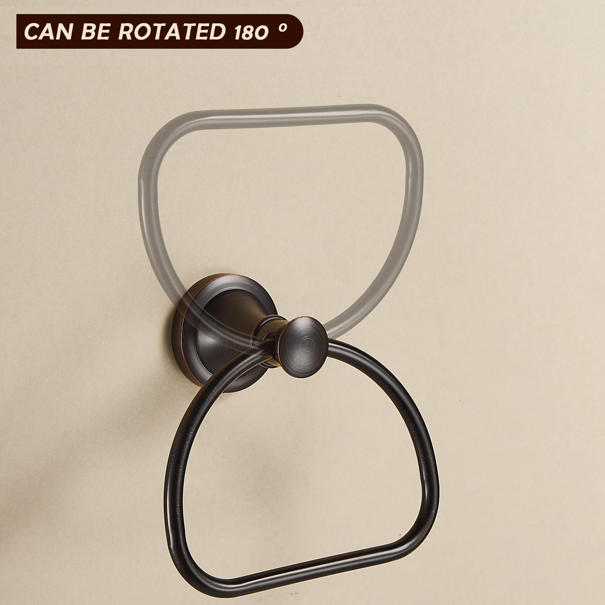 Wolibeer Bronze Towel Ring,Bathroom Hand Towel Holder,Oil Rubbed Towel Hanger Wall Mount Farmhouse Towel Rack Rustic Bath Access