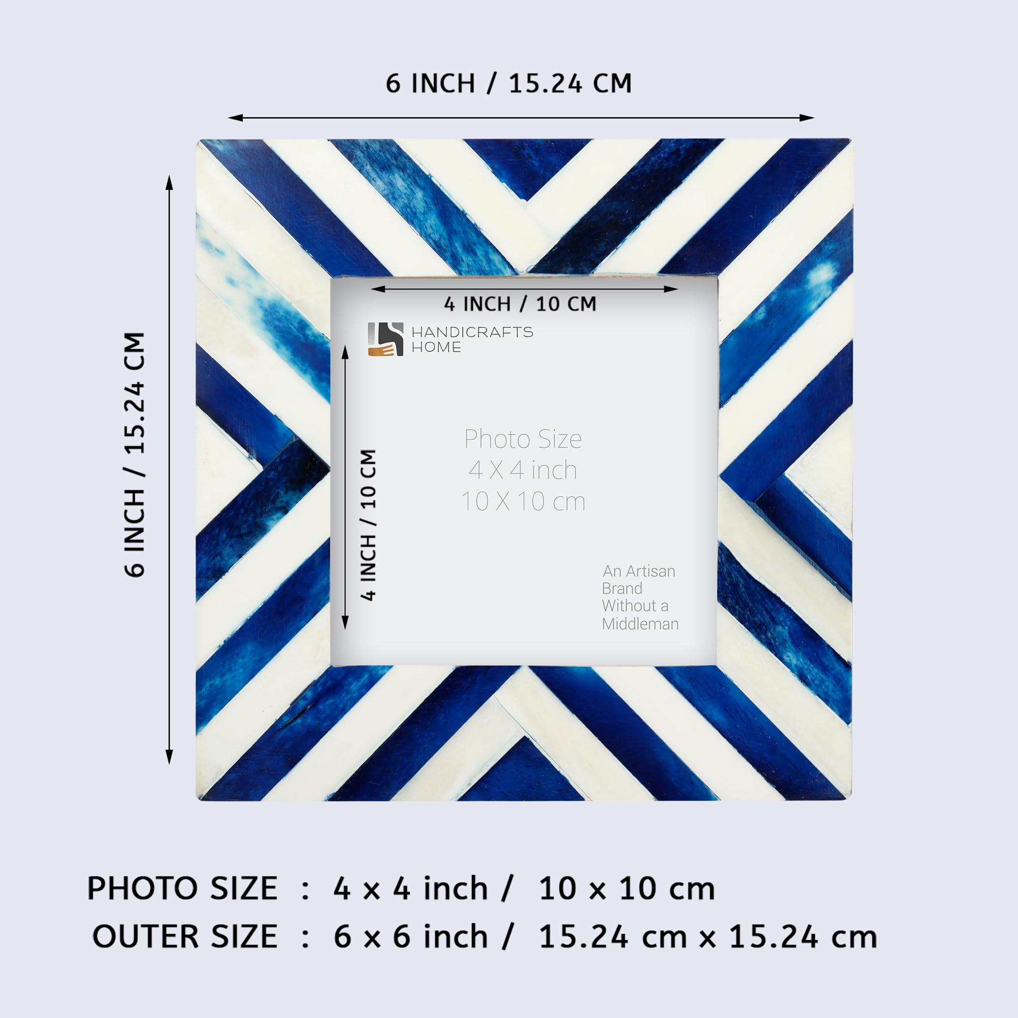 Handicrafts Home Picture Frames Chevron Pattern Inspired Handmade Gifts Photo Frame Blue 4x4