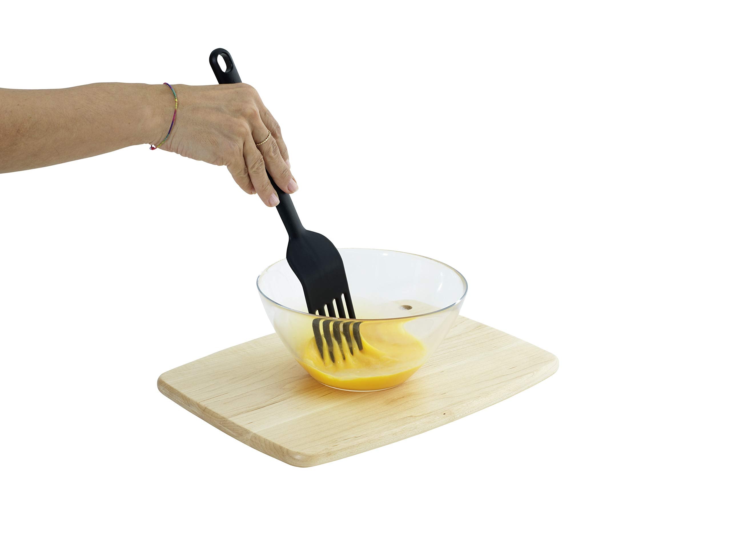 Kuhn Rikon Silicone Whisking Fork With Angled Tips & Flexible Steel Core, Black