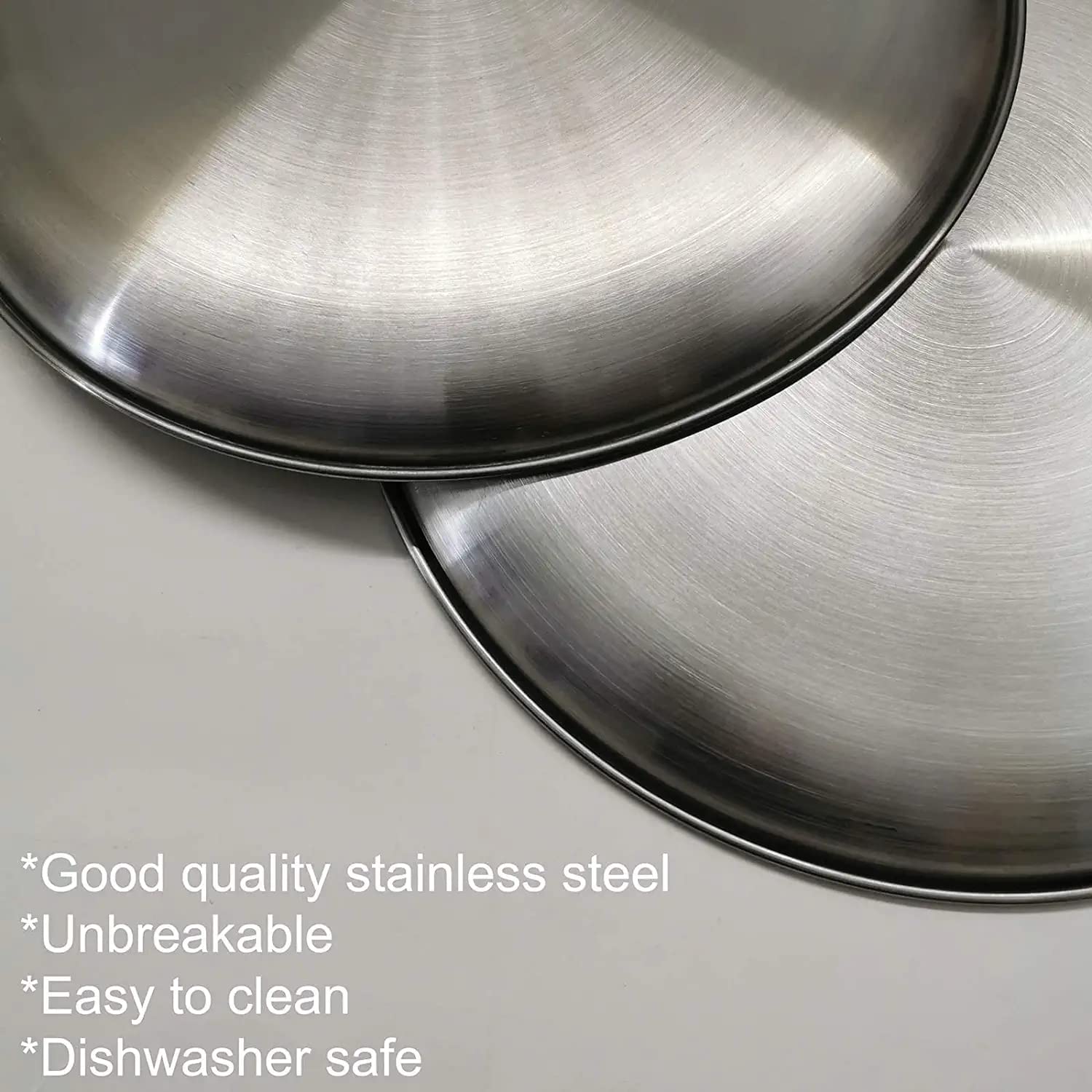 Jxhapy Reusable Brushed Metal Dinner Plates-Stainless Steel Round Plates,Dinner Plate Dish Heavy Duty Kitchenware Round Metal Pl
