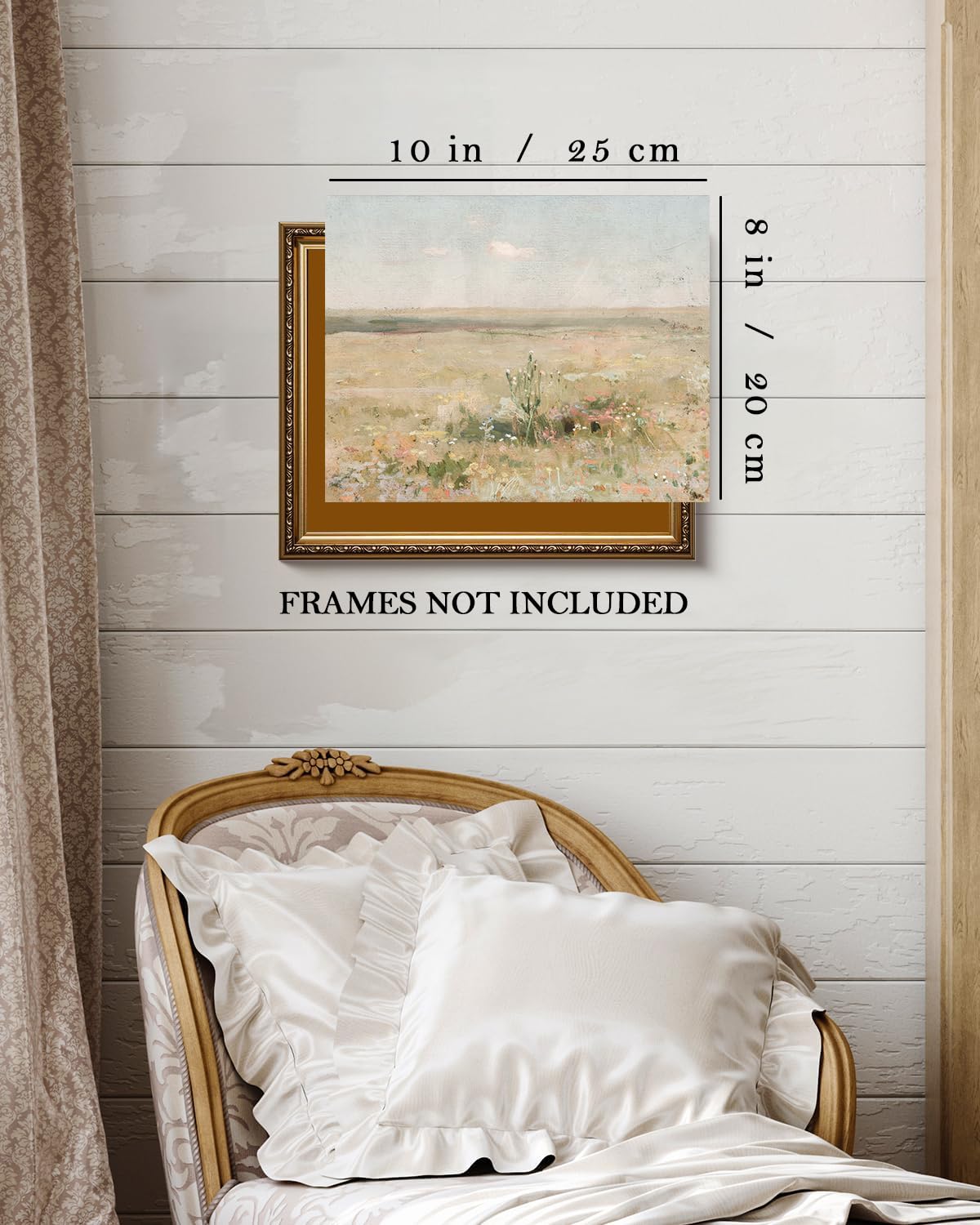 Kizbok Vintage Landscape Wall Art For Bedroom, Farmhouse Wall Decor Meadow Landscape Canvas Painting Vintage Pictures French Dec