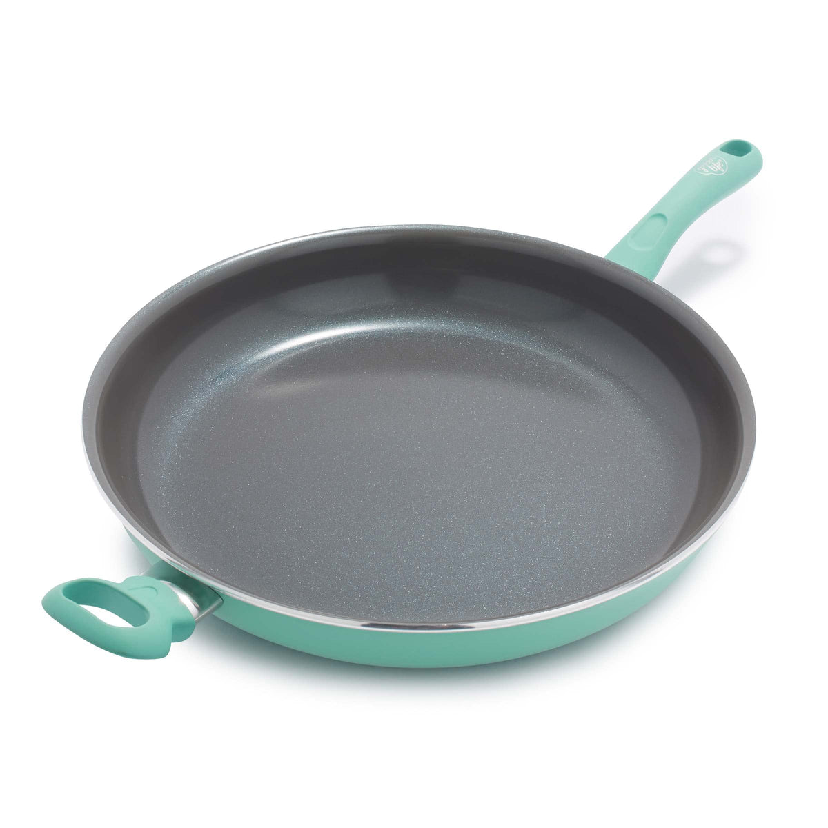 Greenlife Soft Grip Diamond Healthy Ceramic Nonstick, 13'' Frying Pan Skillet With Helper Handle, Pfas-Free, Dishwasher Safe, Tu