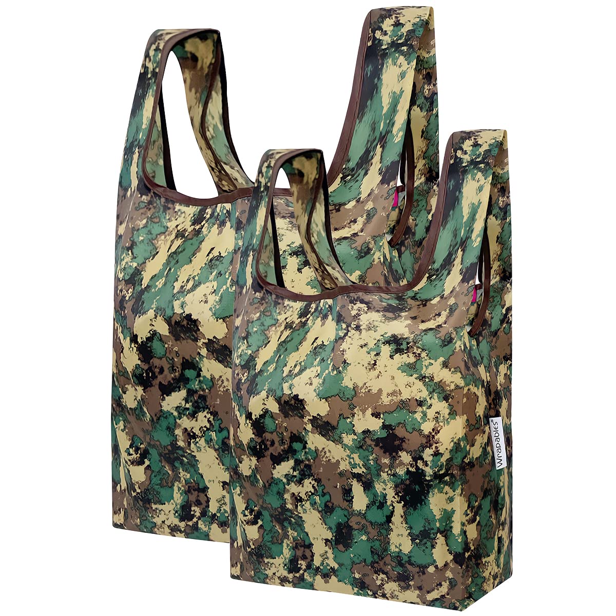 Wrapables Jolibag Collection Reusable Shopping Bag (Set Of 2), Green Camo