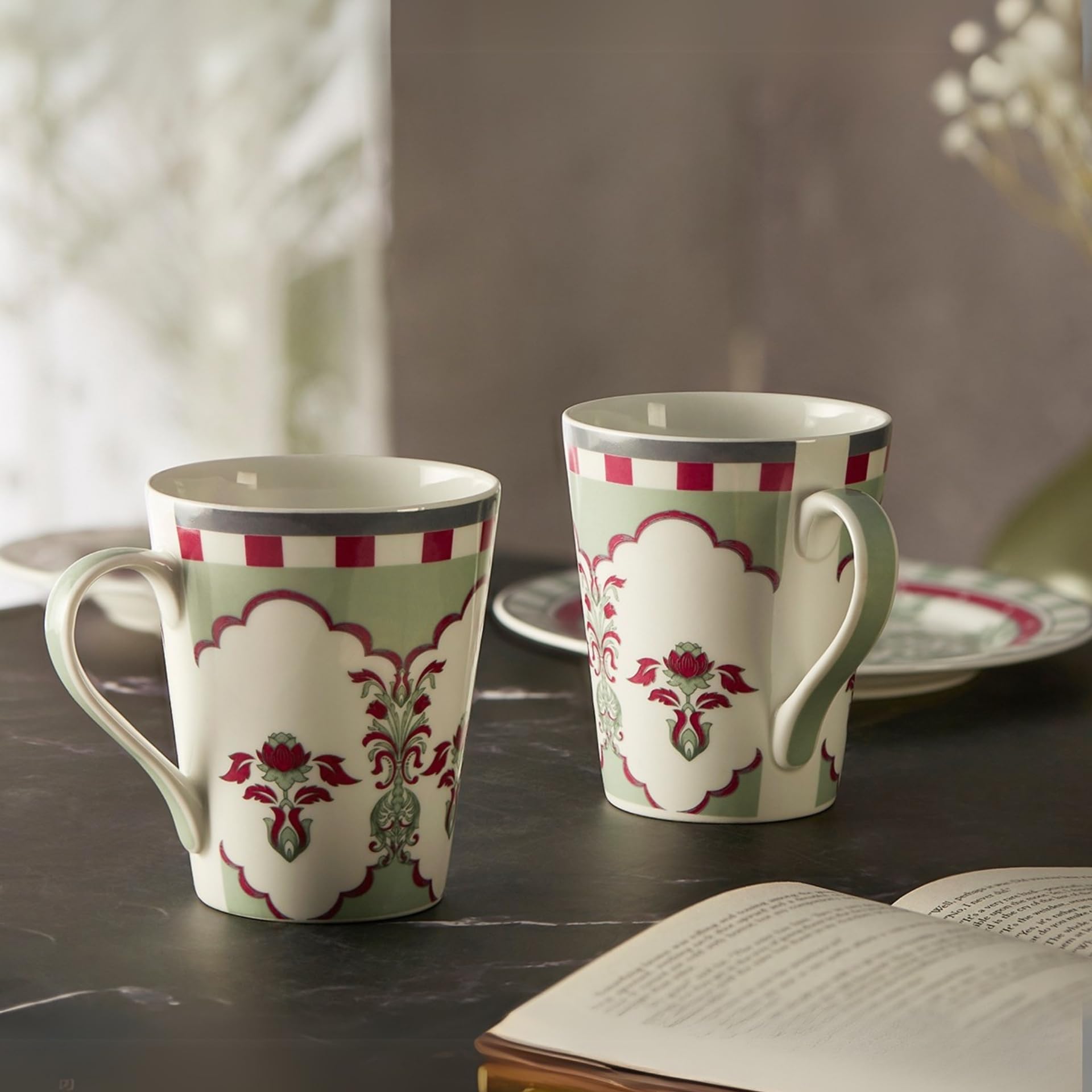 Clay Craft Fine Ceramic Gold Printed Coffee/Tea Cups Set Of 6200 Ml Each, Ceramic Tea Cups, Tea Cup Set Of 6, Mugs For Coffee, 