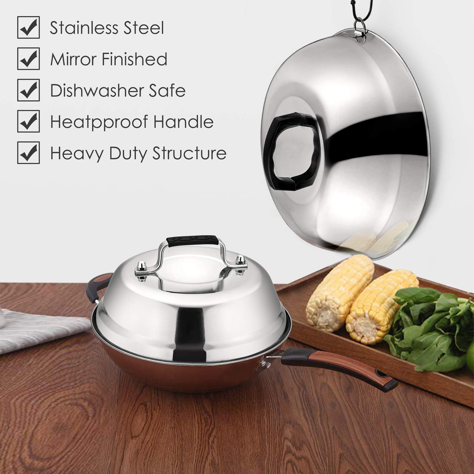 Cheese Melting Dome  HaSteeL 12In & 9In Heavy Duty Round Basting Steam Cover  Stainless Steel Griddle Grill Accessories for Flat Top BBQ Kitchen Cooking Indoor & Outdoor  Dishwasher Safe - (2Packs)