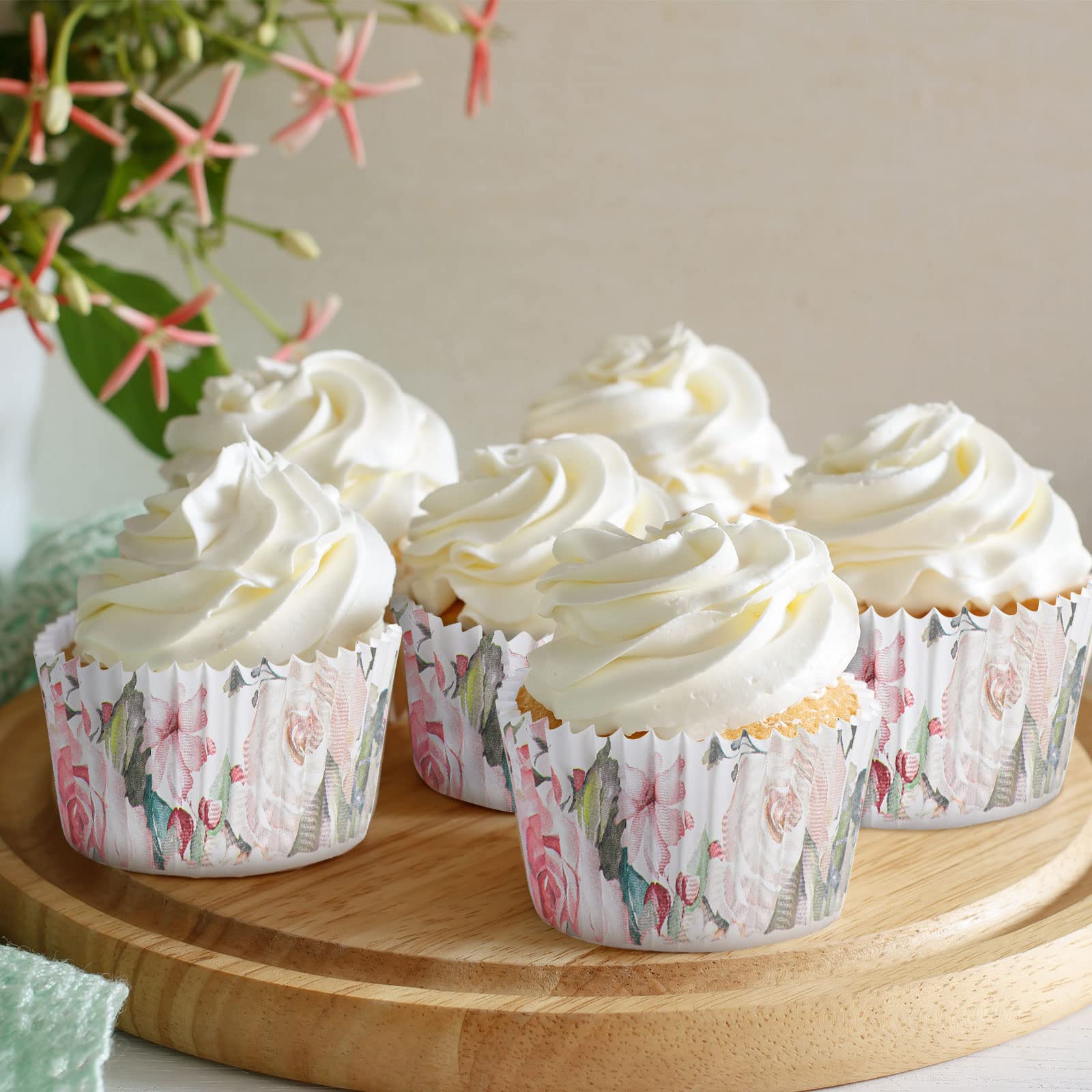 300 Counts Floral Cupcake Liners Floral Cupcake Wrappers Baking Cups Baking Liners Holders For Baby Shower Wedding Bridal Shower