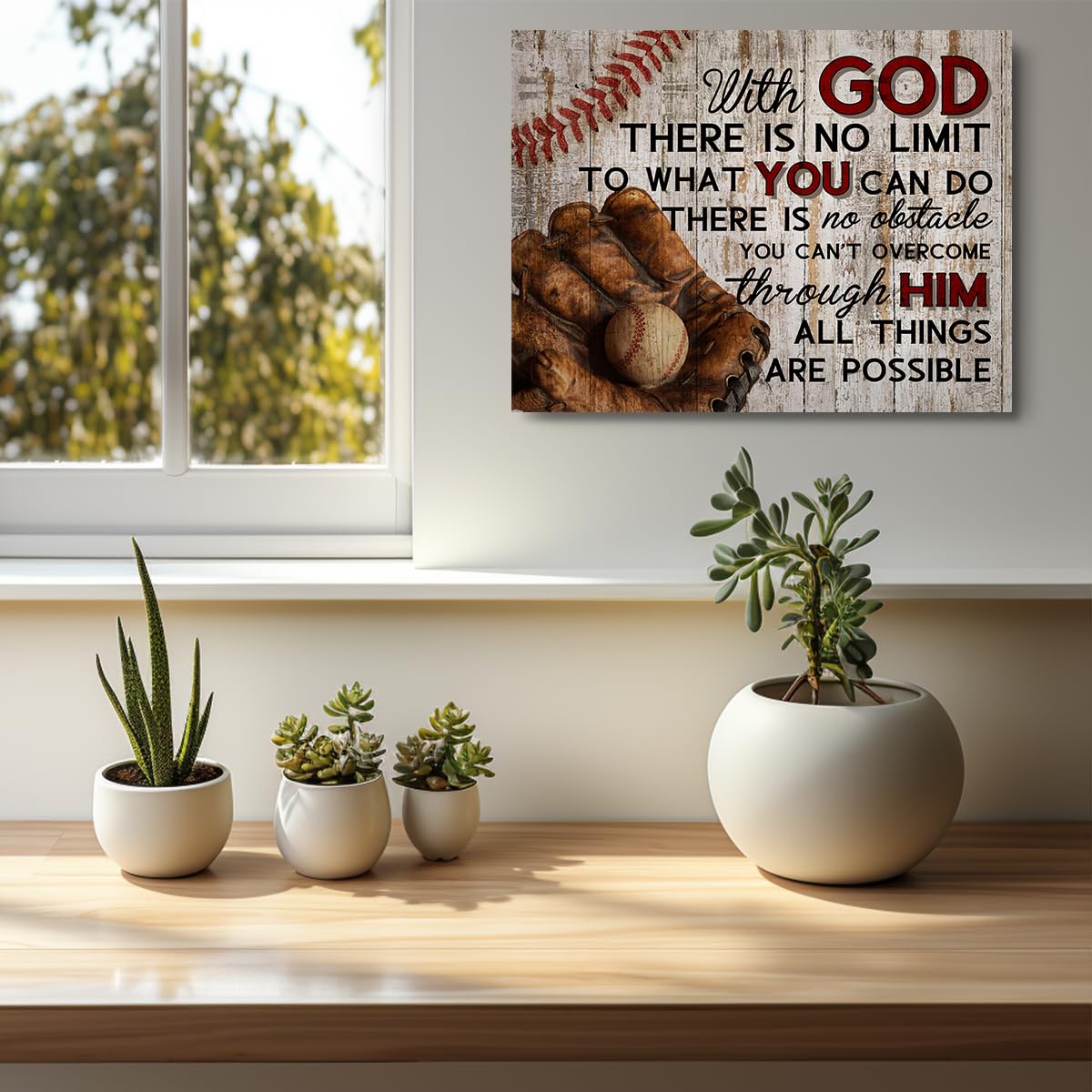 Baseball Gifts Stuff Religious Baseball Canvas Wall Art Wall Decor Inspirational Boys Men Room Rustic Framed Posters Art Prints