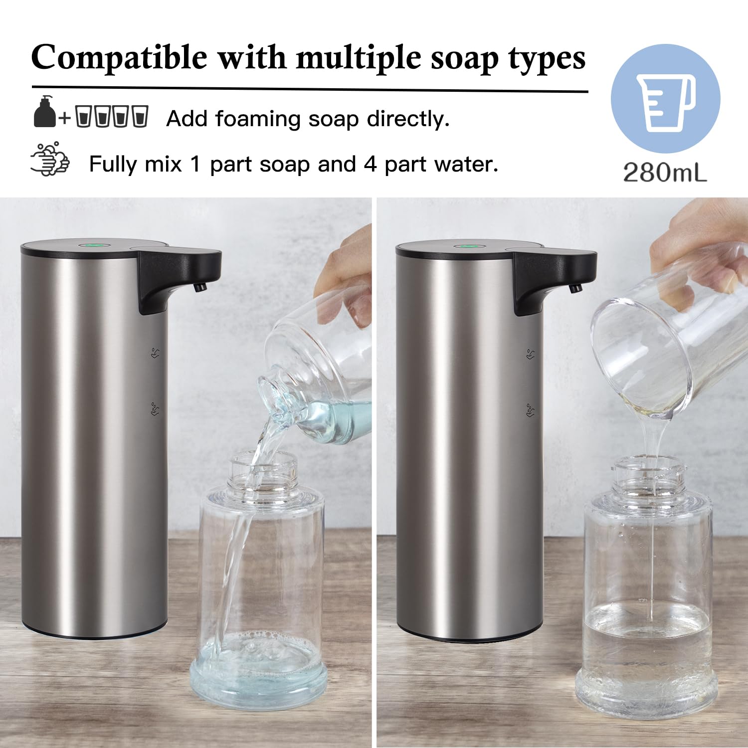 Laopao Soap Dispenser, Rechargeable Automatic Soap Dispenser Stainless Steel Touchless Foaming Soap Dispenser For Bathroom Auto