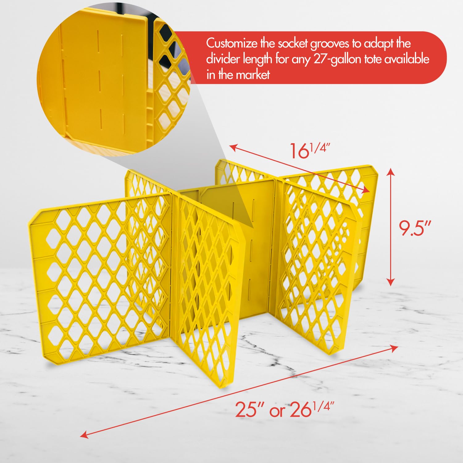 Universal Divider For 27-Gal. Tough Storage Tote, 6-Slot Strong Box Divider For Storage Containers, 2 Customizable Lengths, Stat