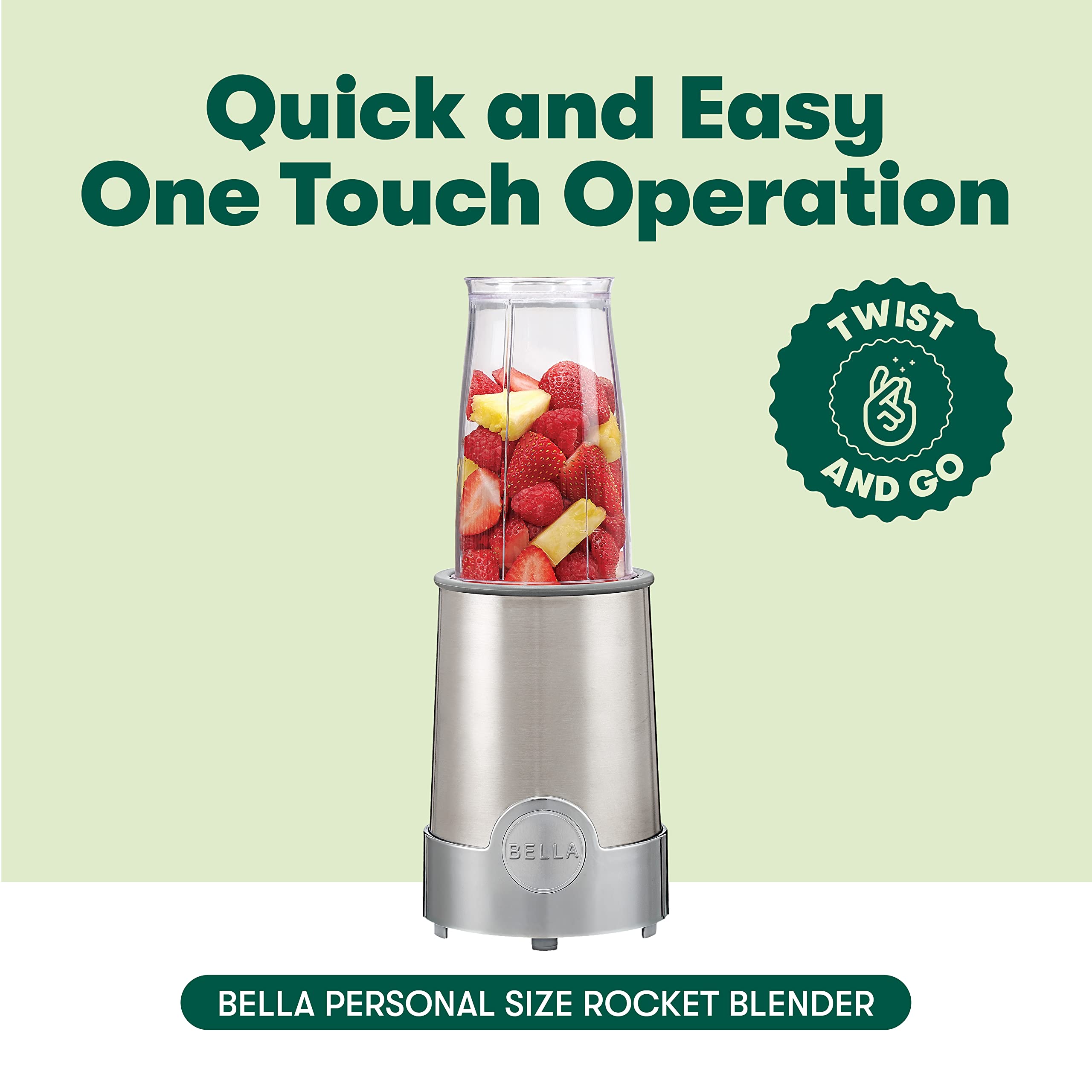 Bella Personal Size Rocket Blender For Smoothies And Protein Shakes, Portable Juice Maker And Mini Food Processor And Grinder, 1