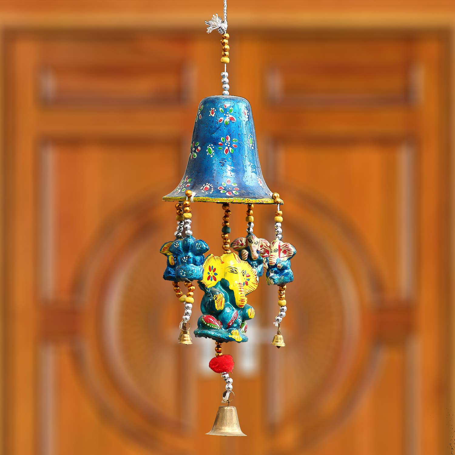 eCraftIndia Handcrafted Decorative Lord Ganesha Wall/Door/Window Hanging Bells