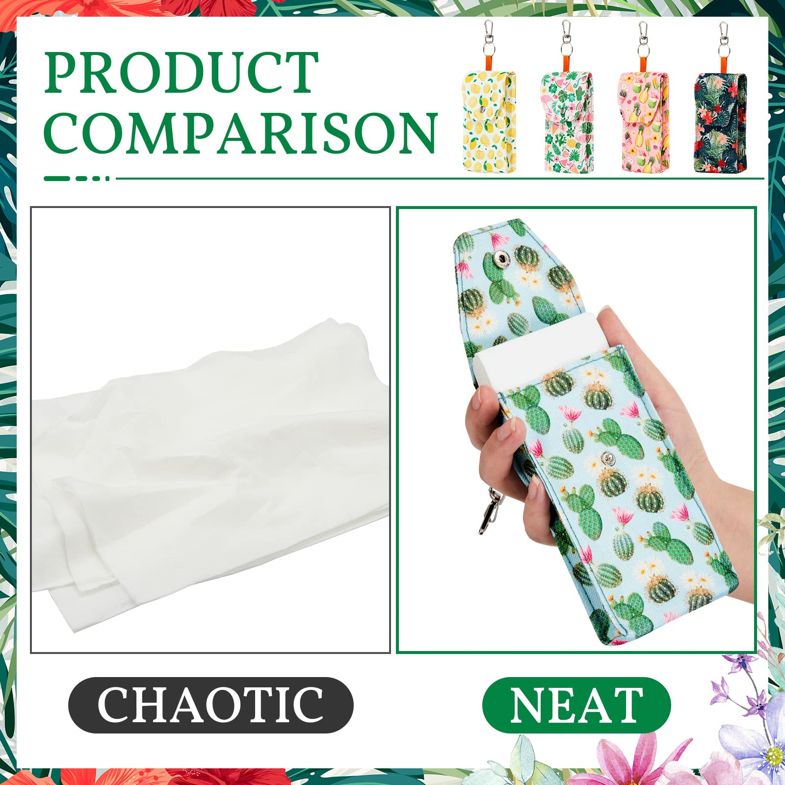 Sherr 5 Pieces Tissues Purse Pocket Tissue Holder Reusable Travel Tissue Pouch Fabric Zipper Enclosed Small Size Fruits Pattern Tissue Holder for Purse Coins for Summer  5.5 x 3 Inches (Fresh Style)