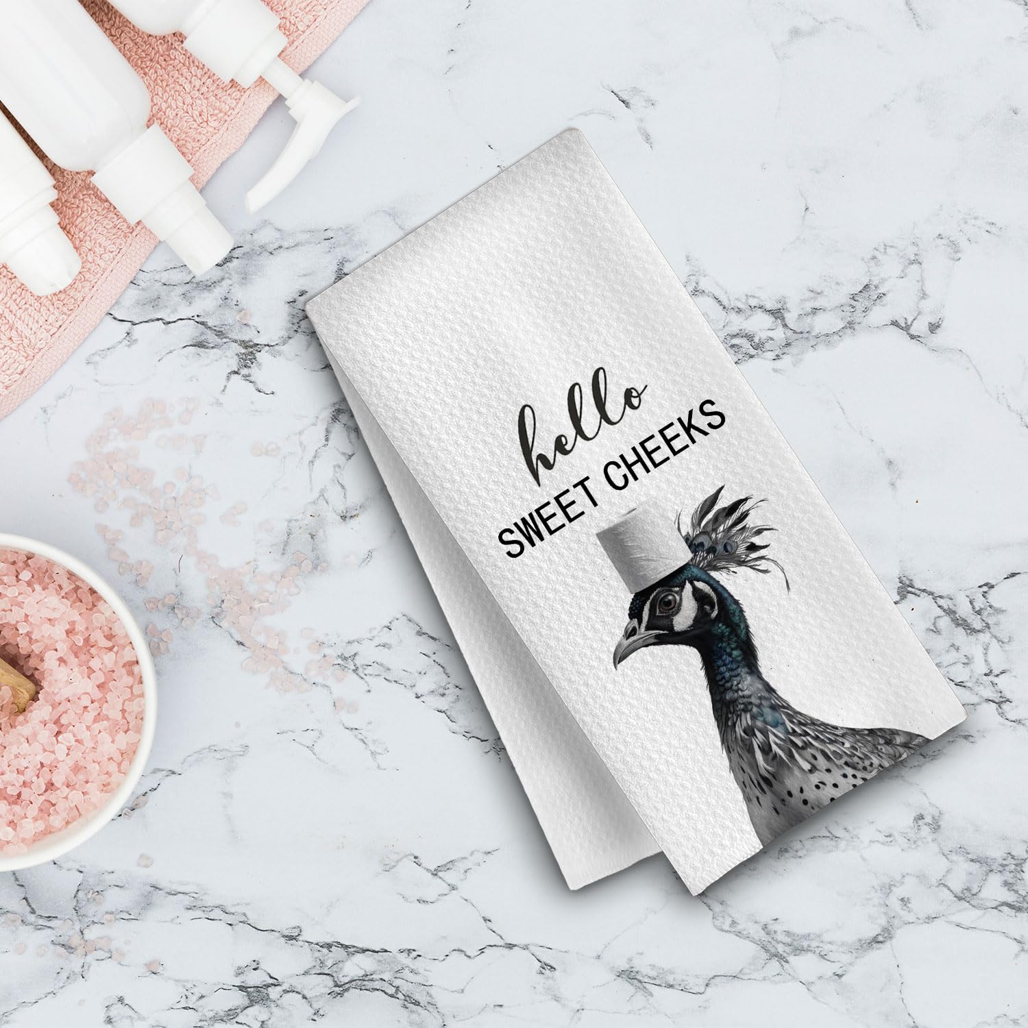 GCFET Peacock Gifts Hand Towels - Peacock Decorative Waffle Bathroom Towels, Funny Bathroom Hand Towels, 16 X 24