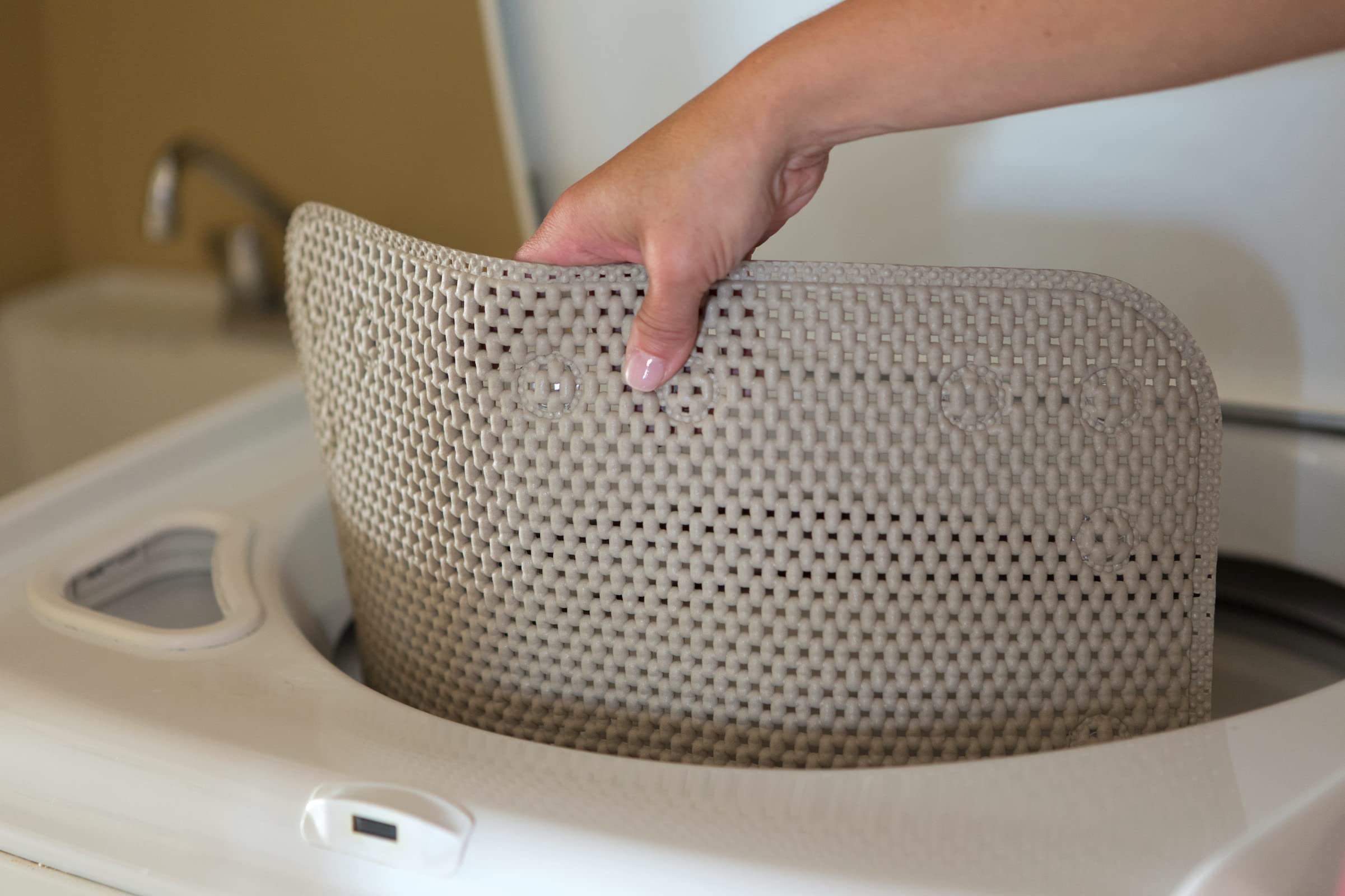 Clorox By Duck Brand Cushioned Foam Bathtub Mat, Non Slip Bath Mat With Suction Cups For Comfort And Safety, 17'' X 36'', Taupe