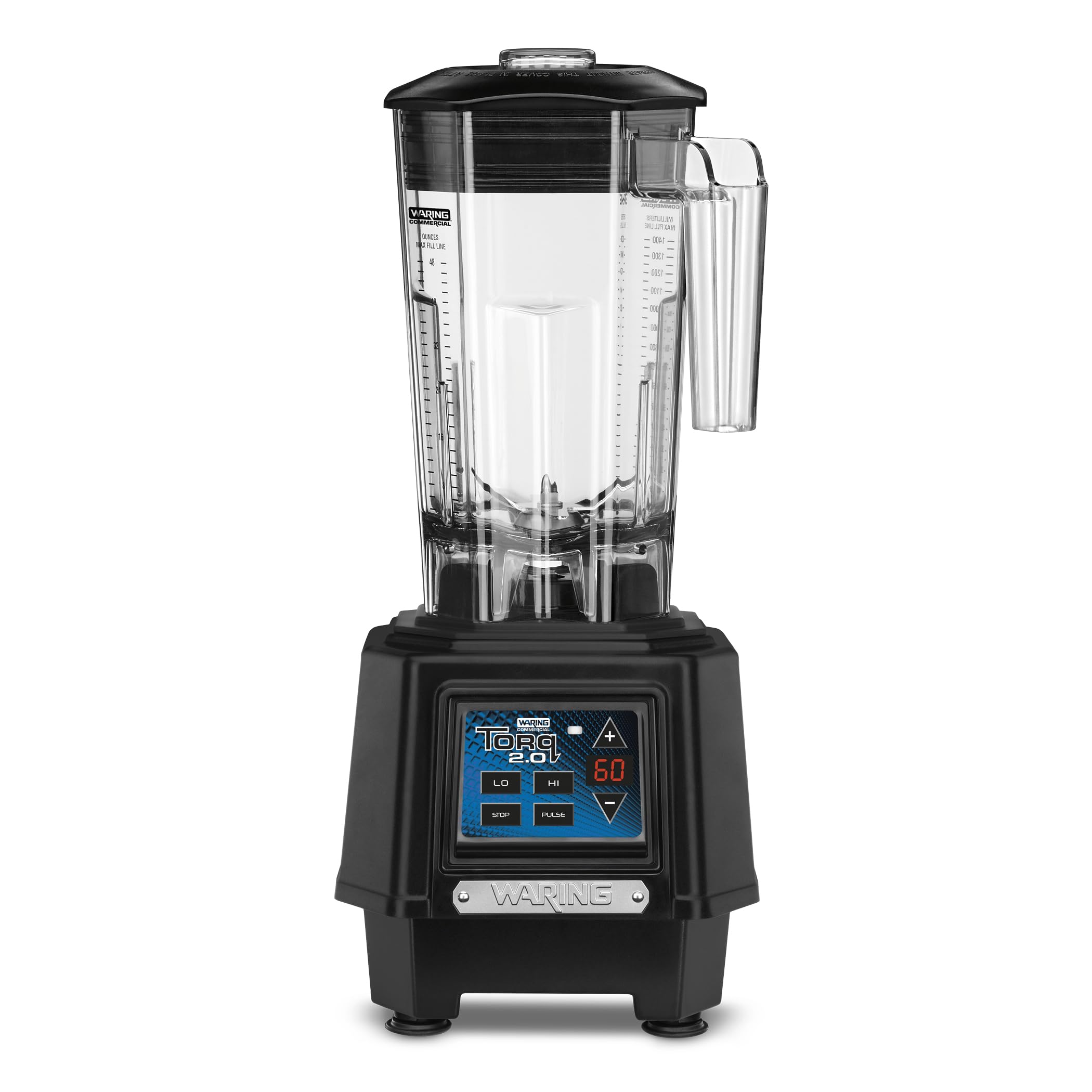 Waring Commercial Torq Blender, 2 Horsepower Motor, Electronic Touchpad Controls and Timer, 48 oz Copolyester Jar, for Bars & Re