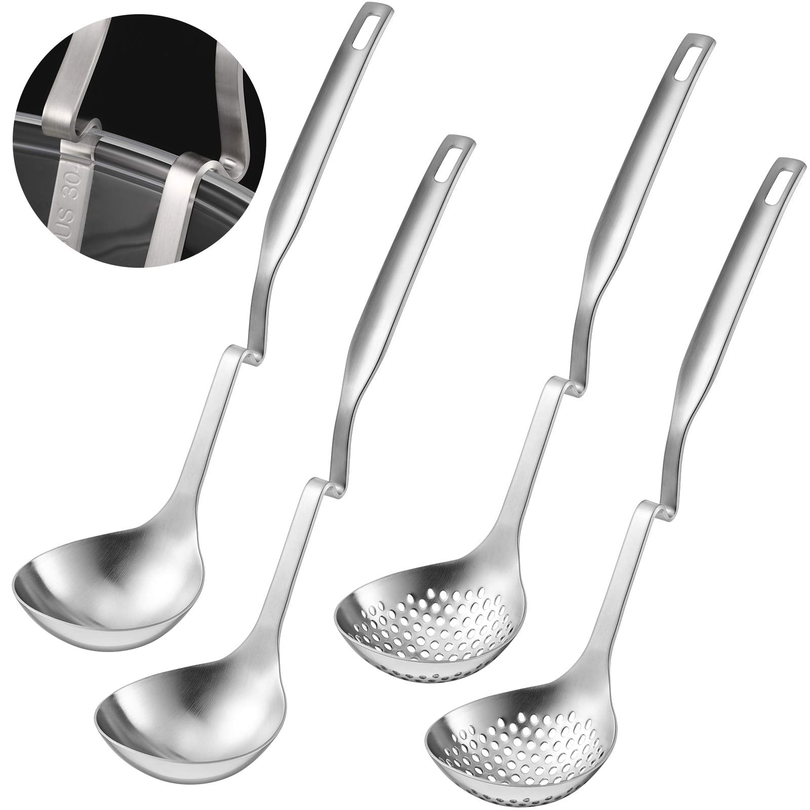 Patelai Hot Pot Slotted Ladle Set Stainless Steel Soup Ladle Strainer Scoops Cooking Skimmer Cookware Utensil for Hotpot Scoopin