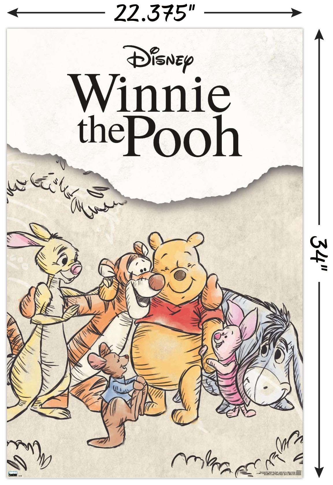 Trends International Disney Winnie The Pooh - Group Sketch Wall Poster, 22.37'' X 34.00'', Unframed Version