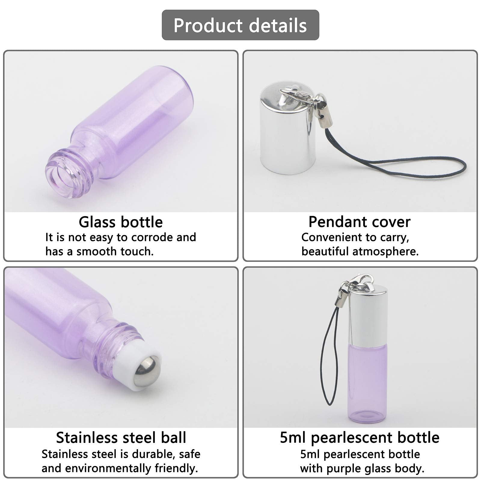 Newzoll Glass Roll-On Bottles Set, 10Pcs 5Ml Roller Bottles With Opener, Stainless Steel Roller Balls Roller Bottles Vials For E
