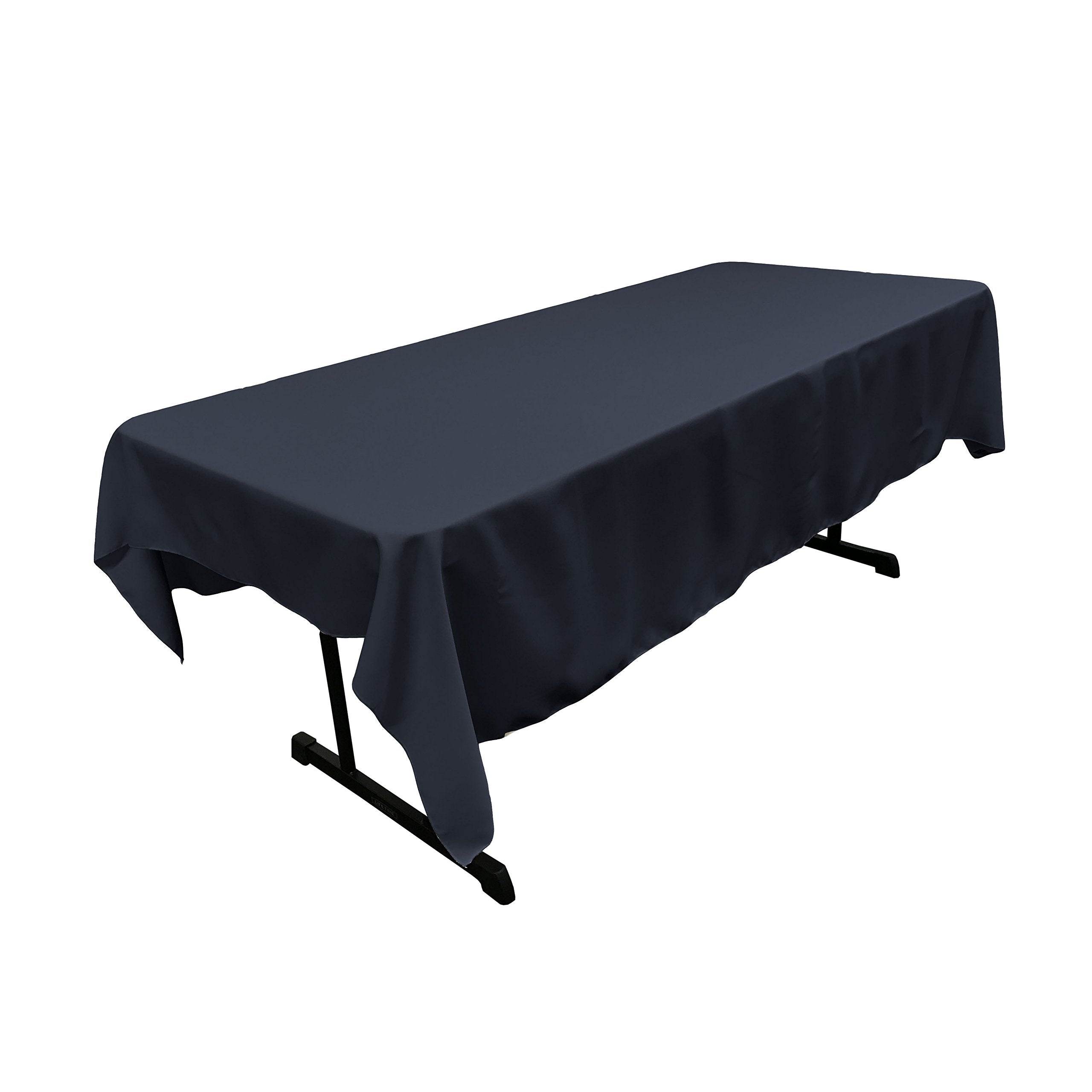 LA Linen Polyester Poplin 60 by 90-Inch Rectangular Tablecloth  Navy