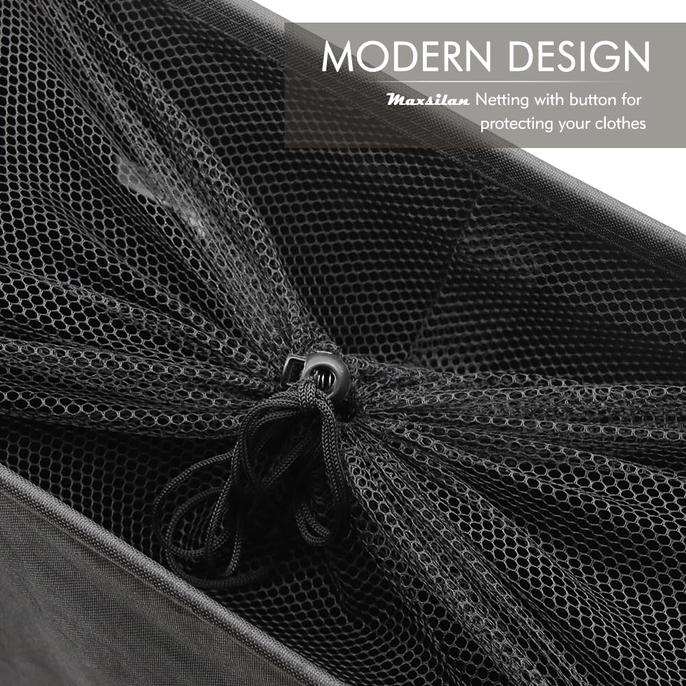 Maxsilan 25'' Slim Rolling Laundry Basket On Wheels, 50L Collapsible Narrow Corner Laundry Hamper, Foldable Storage Bins, Black