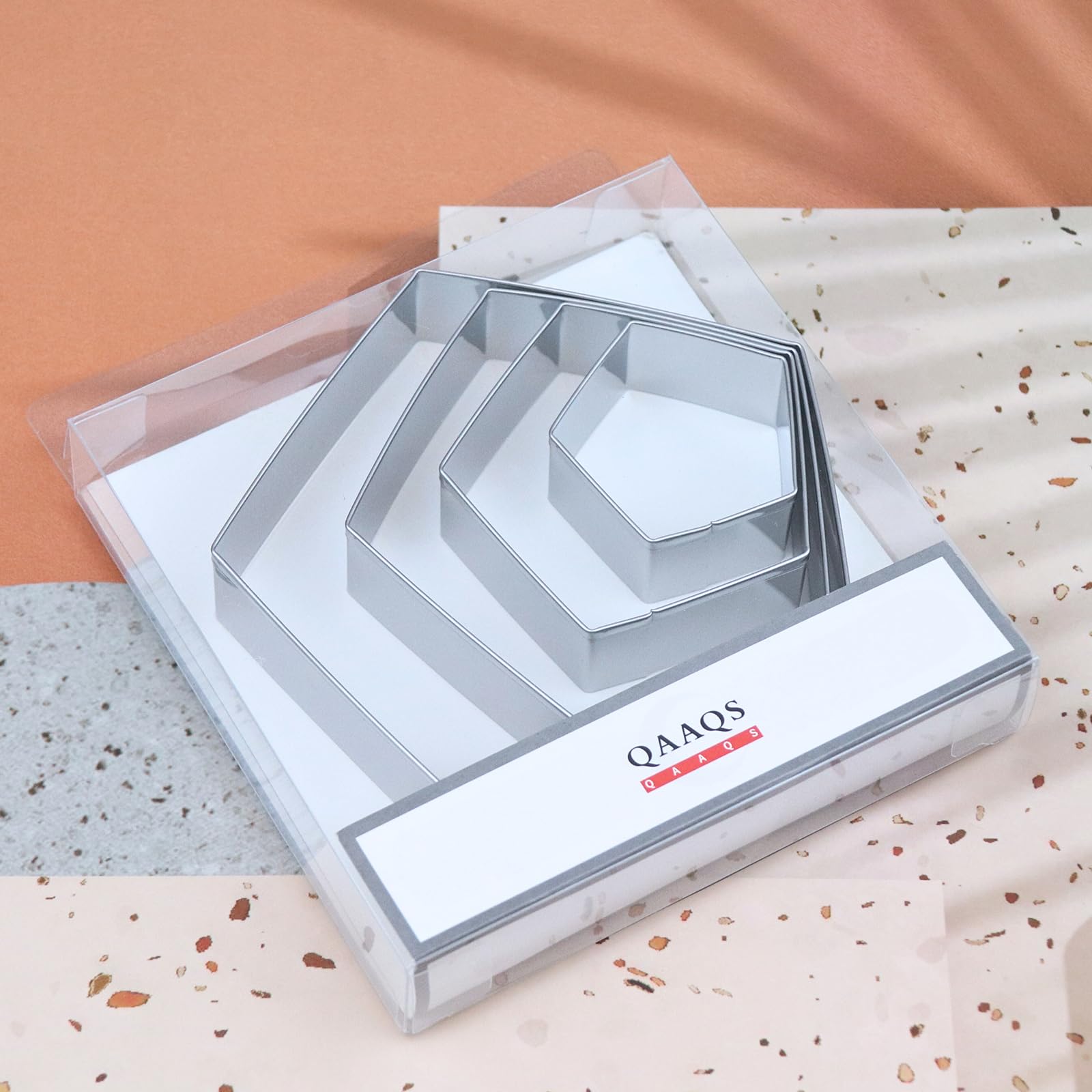 Pentagon Cookie Cutter Set Large - 5 Inch, 4 Inch, 3 Inch, 2 Inch - Geometric Cookie Cutters Shapes Molds - Stainless Steel