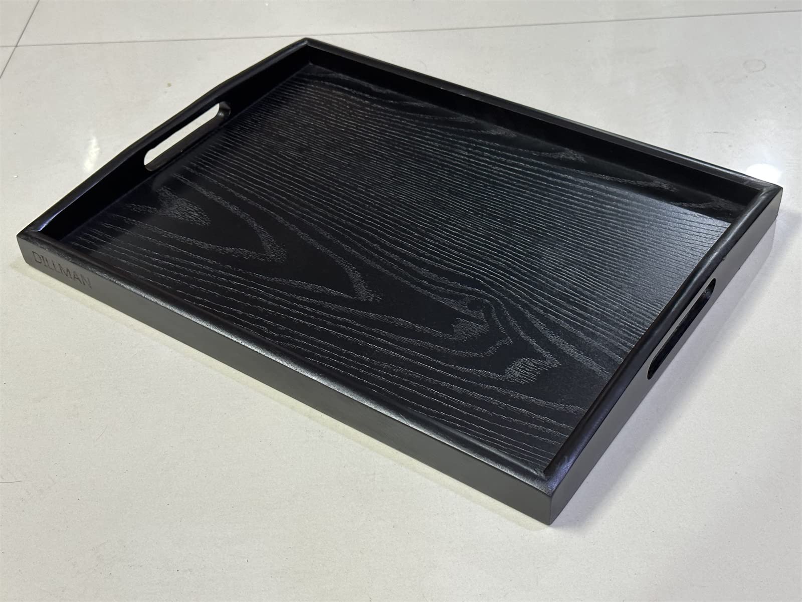 Dillman Serving Tray Large Black Wood Rectangle Food Tray Butler Tray Breakfast Tray With Handles (Small)