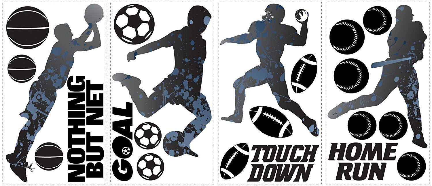 Roommates Rmk1312Scs Sports Silhouettes Peel & Stick Wall Decals