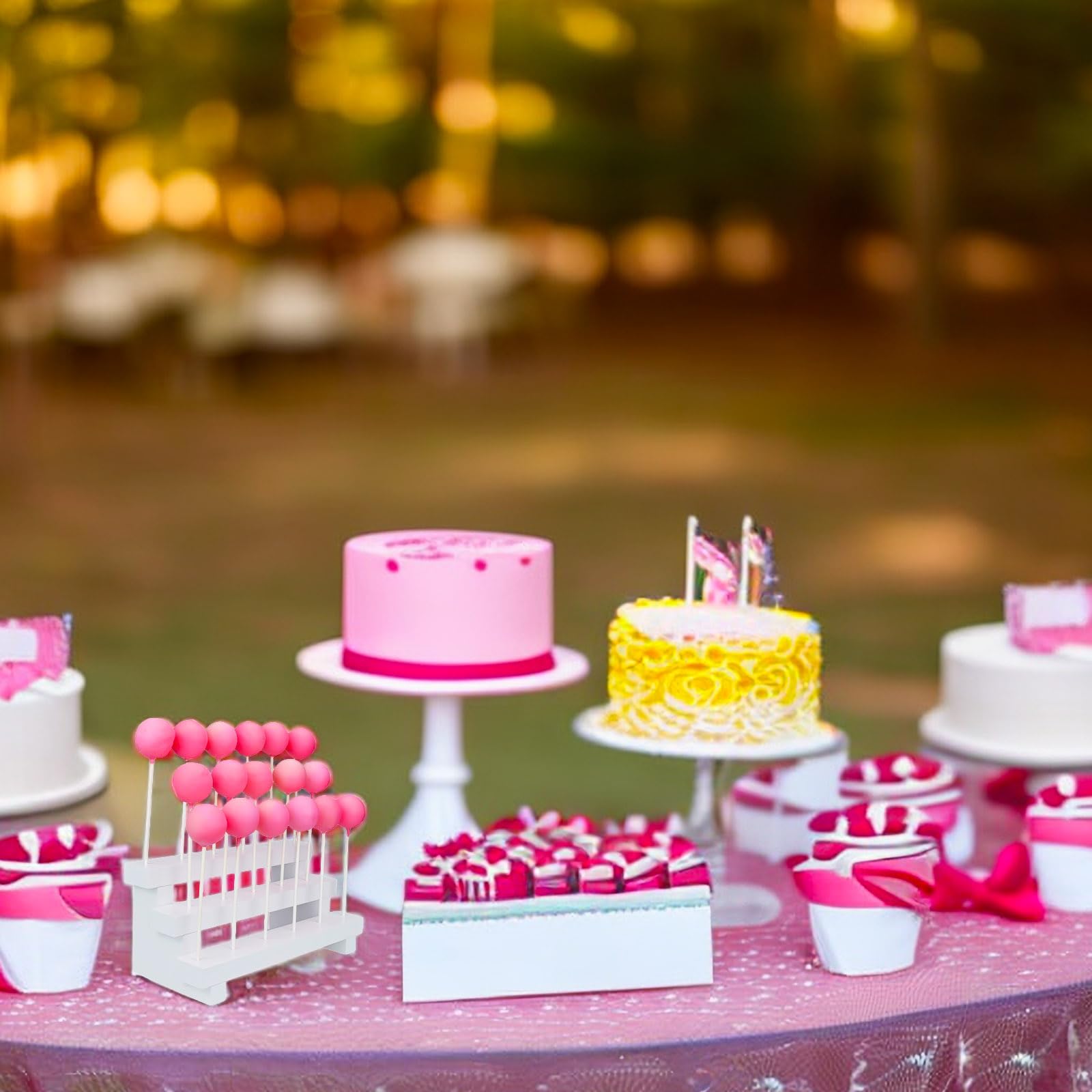 Nangopop Cake Pop Stand Display Riser - 3 Tier Wood Lollipop Holder, 17 Hole Sucker Stand For Dessert Table Of Wedding, Birthday