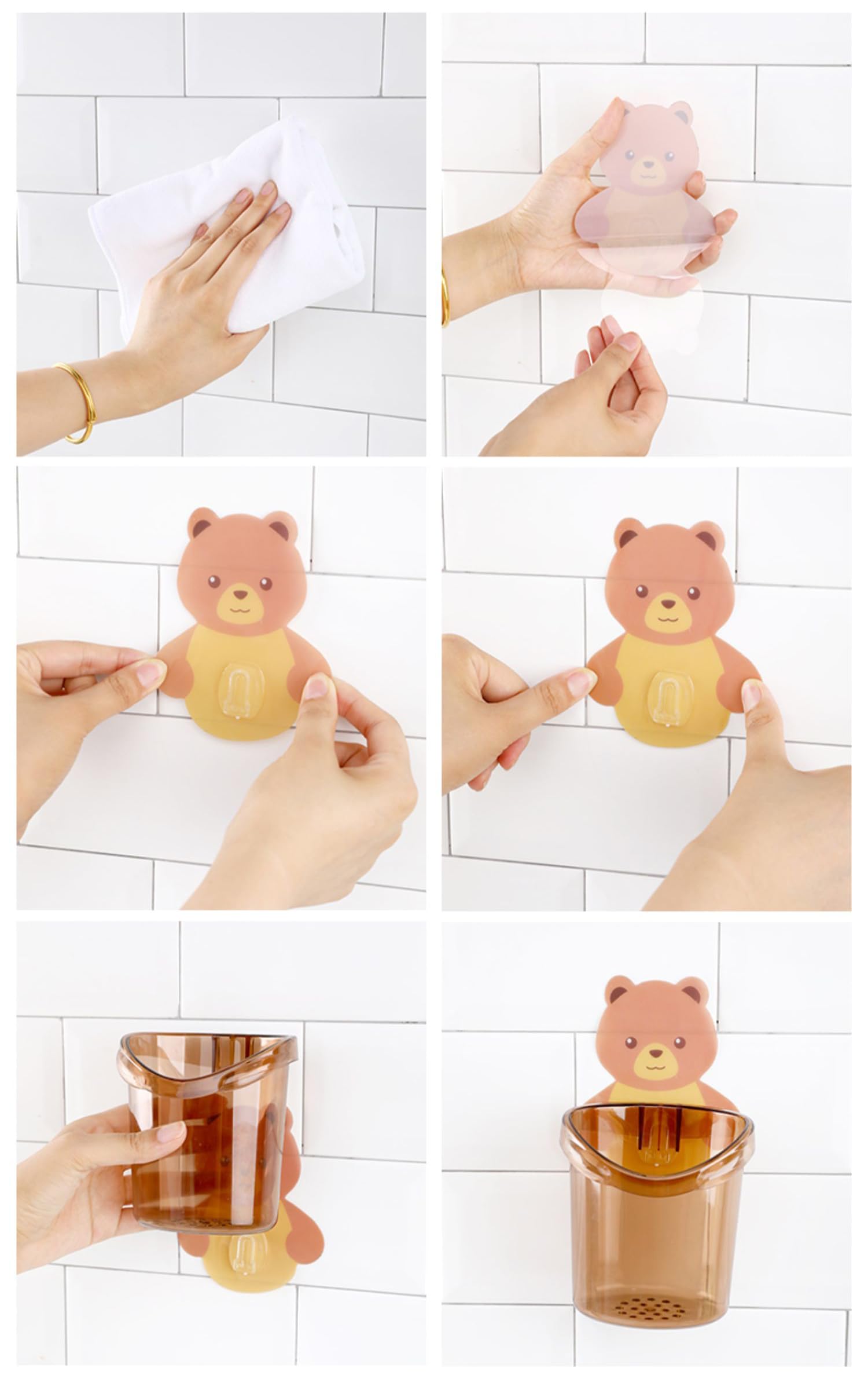 Wolpin Toothbrush Holder (Set Of 3 Pcs) Plastic Stand For Toothpaste, Comb, Brush, Cream, Lotion Kids Bathroom Cup Drain Waterpr