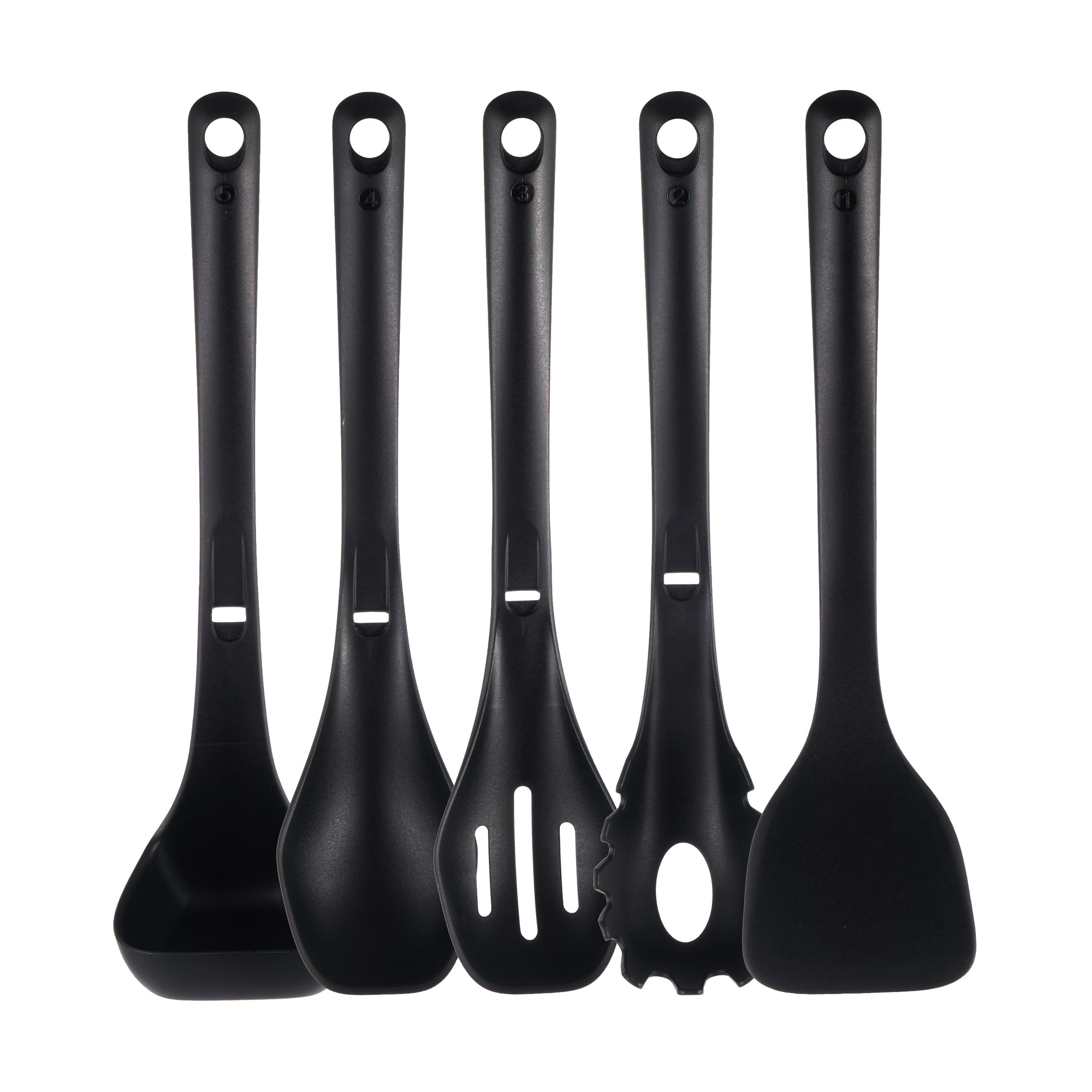 Dana Trading Nutrichef Kitchen Cooking Utensils Set-Includes Spatula, Pasta Fork, Solid Spoon, Slotted Spoon & Tool Seat, Works