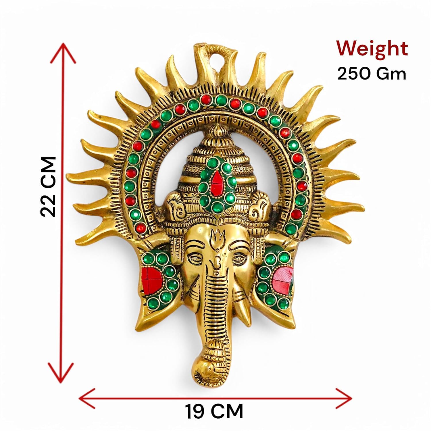 Dreamkraft Ganesha Idol With Surya Chakra | Wall Hanging Ganesh Murti For Home Mandir, Office, Puja Room, Gift, Diwali, Vastu |