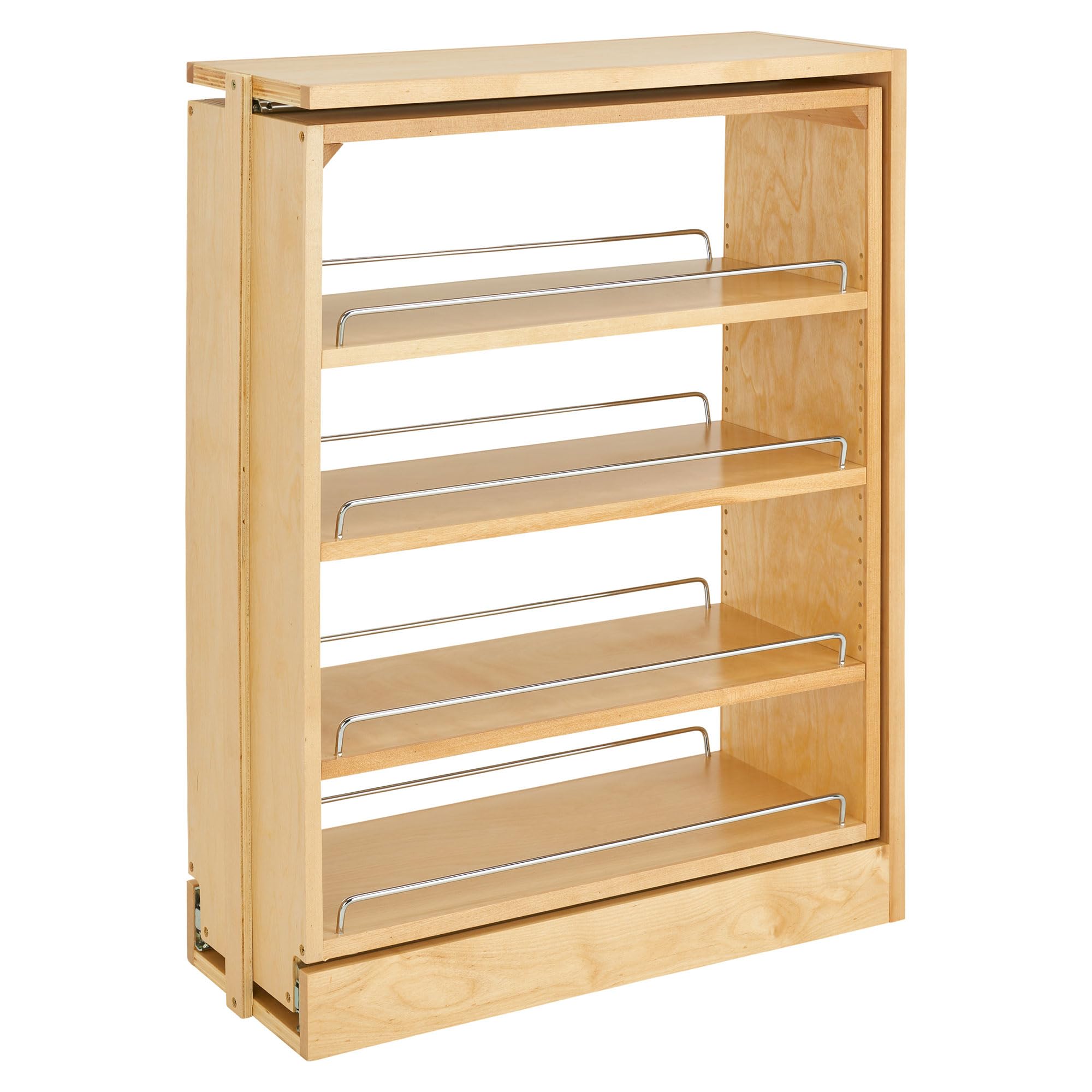 Rev-A-Shelf Pullout Shelf Organizer for Base Kitchen or Bathroom Cabinets, Wood Filler Pantry Storage or Spice Rack, Maple, 9 x 