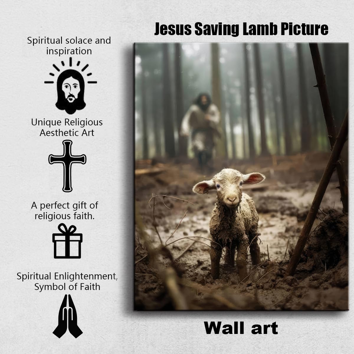 Jesus And Lamb Canvas Wall Art Jesus Running After Lost Lamb Picture Wall Art Canvas Print Christian Lamb Of God Home Decor Jesu