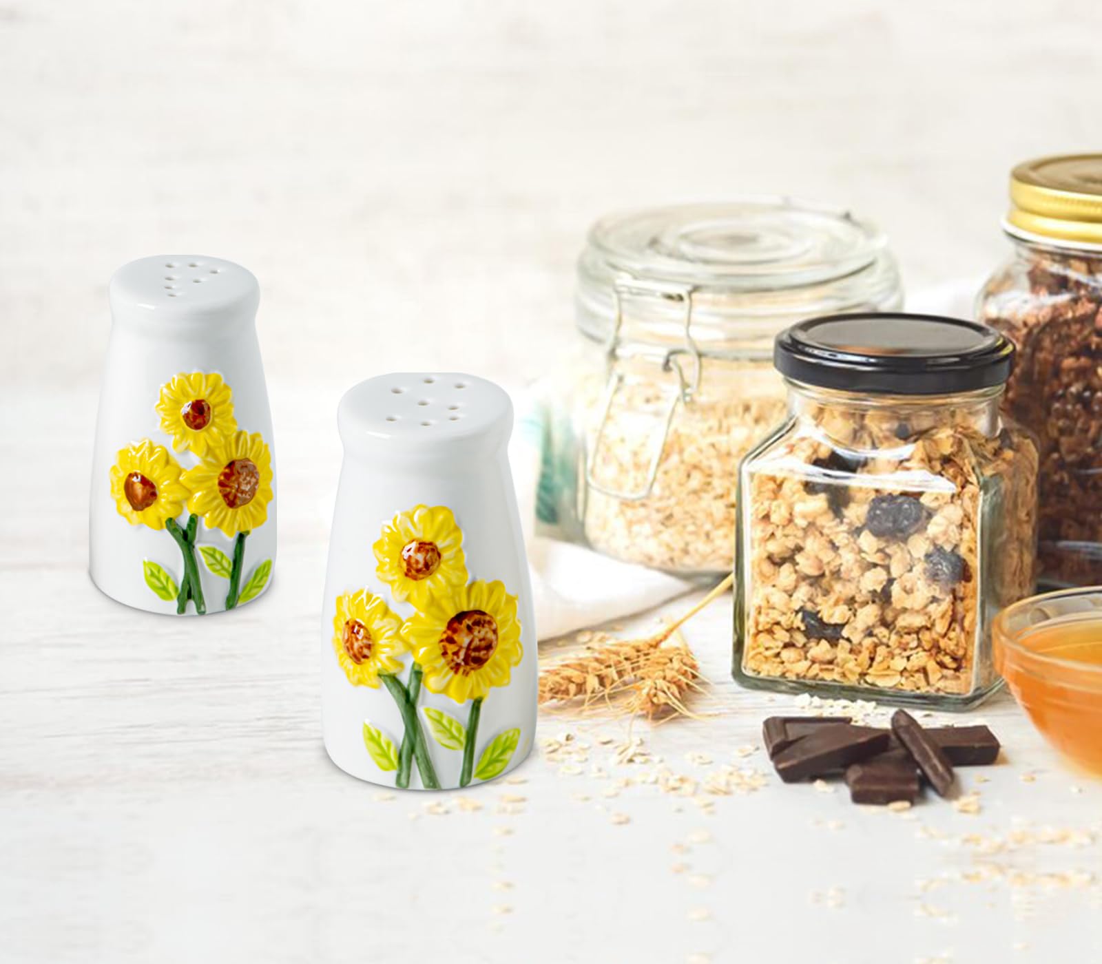 Sunflower Salt And Pepper Shakers Set Ceramic Salt And Pepper Set Cute Salt & Pepper Shaker Sets White Salt And Pepper Shaker Fa